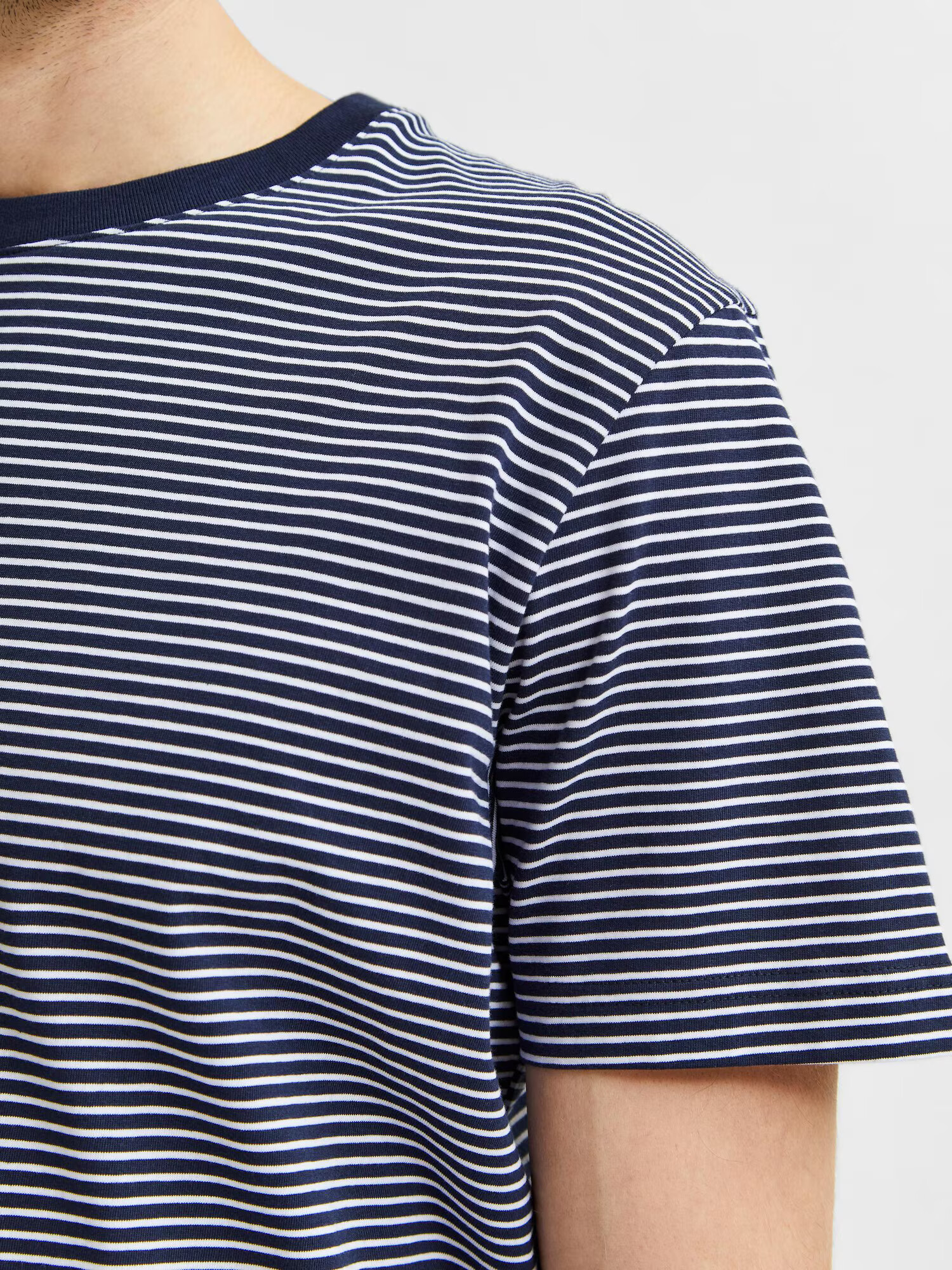 SELECTED HOMME Tricou 'Norman' bleumarin / alb - Pled.ro