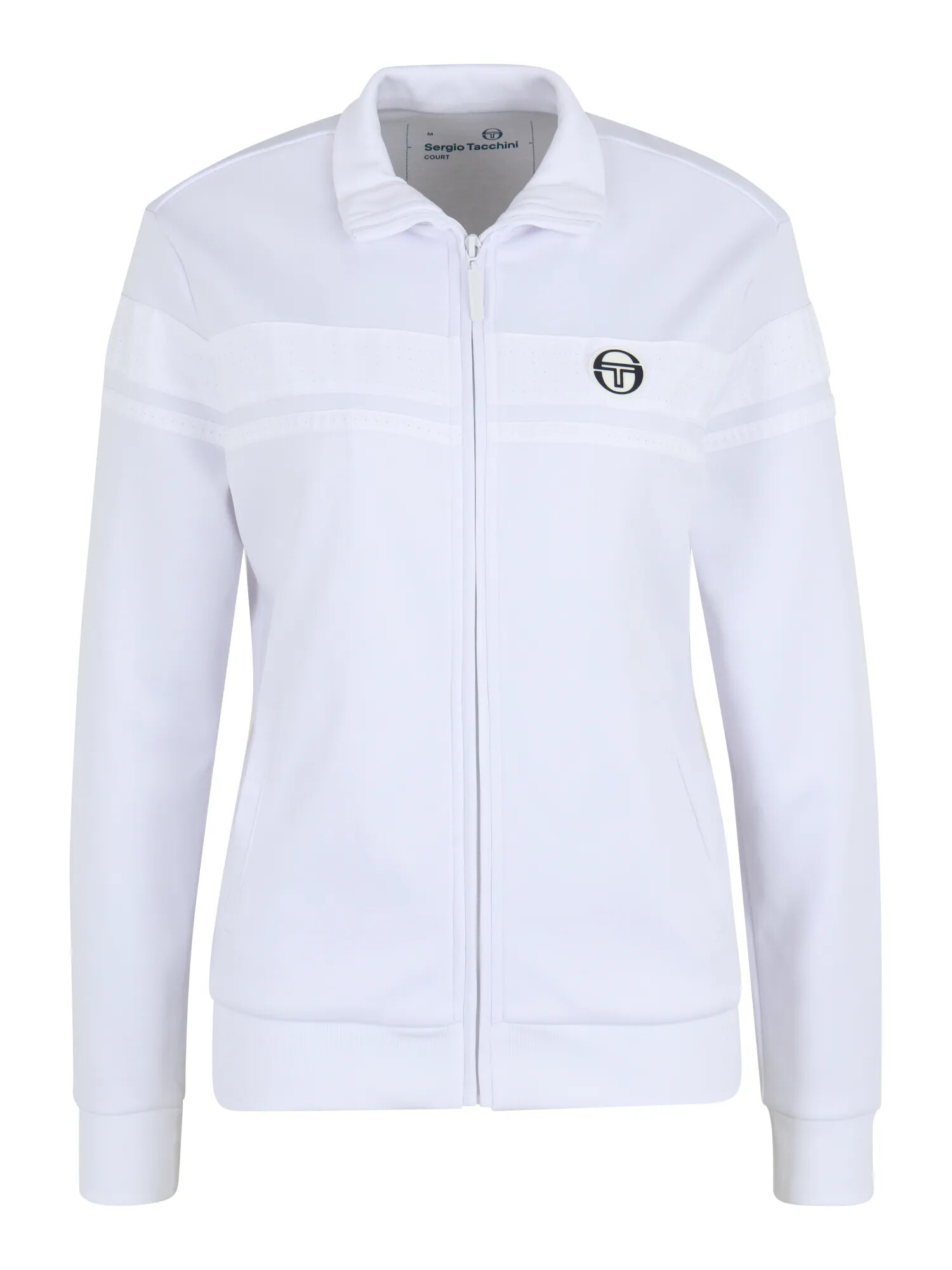 Sergio Tacchini Bluză cu fermoar sport negru / alb - Pled.ro