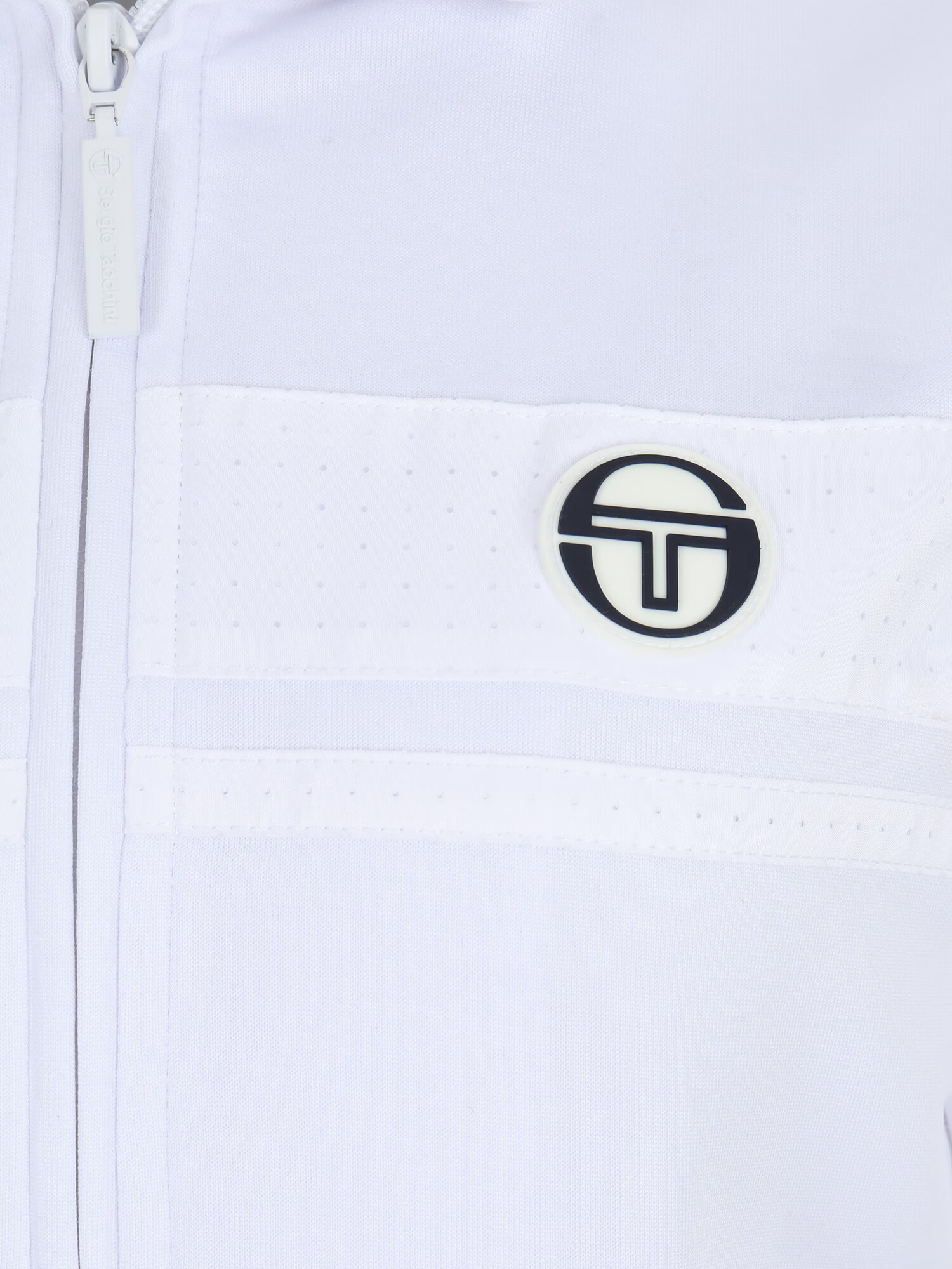 Sergio Tacchini Bluză cu fermoar sport negru / alb - Pled.ro