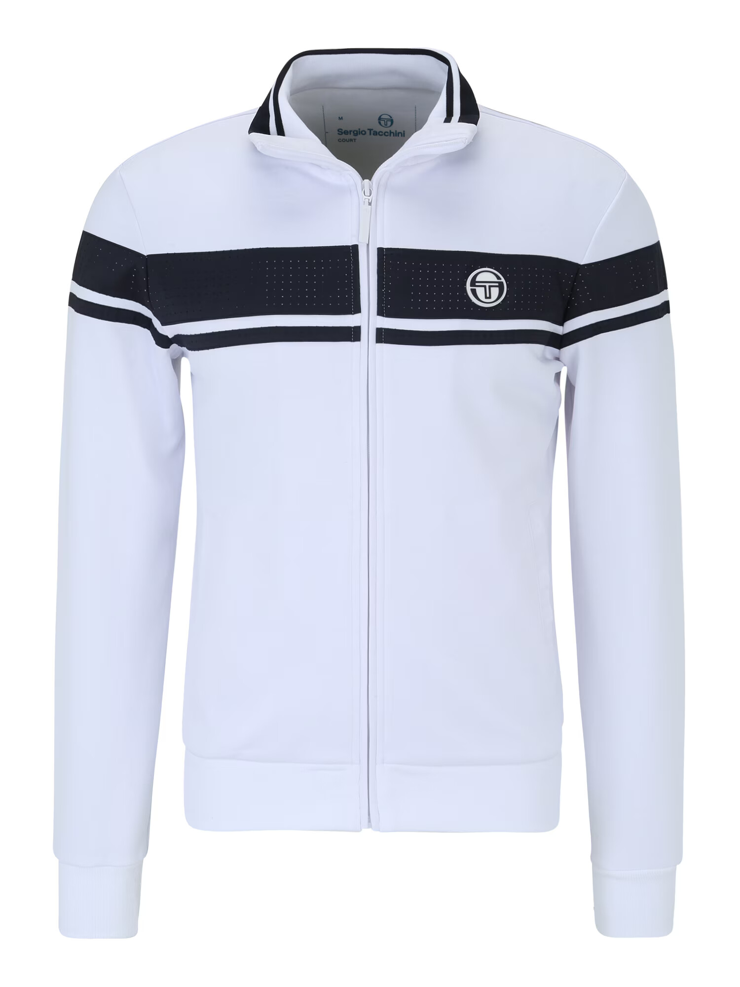 Sergio Tacchini Bluză cu fermoar sport negru / alb - Pled.ro