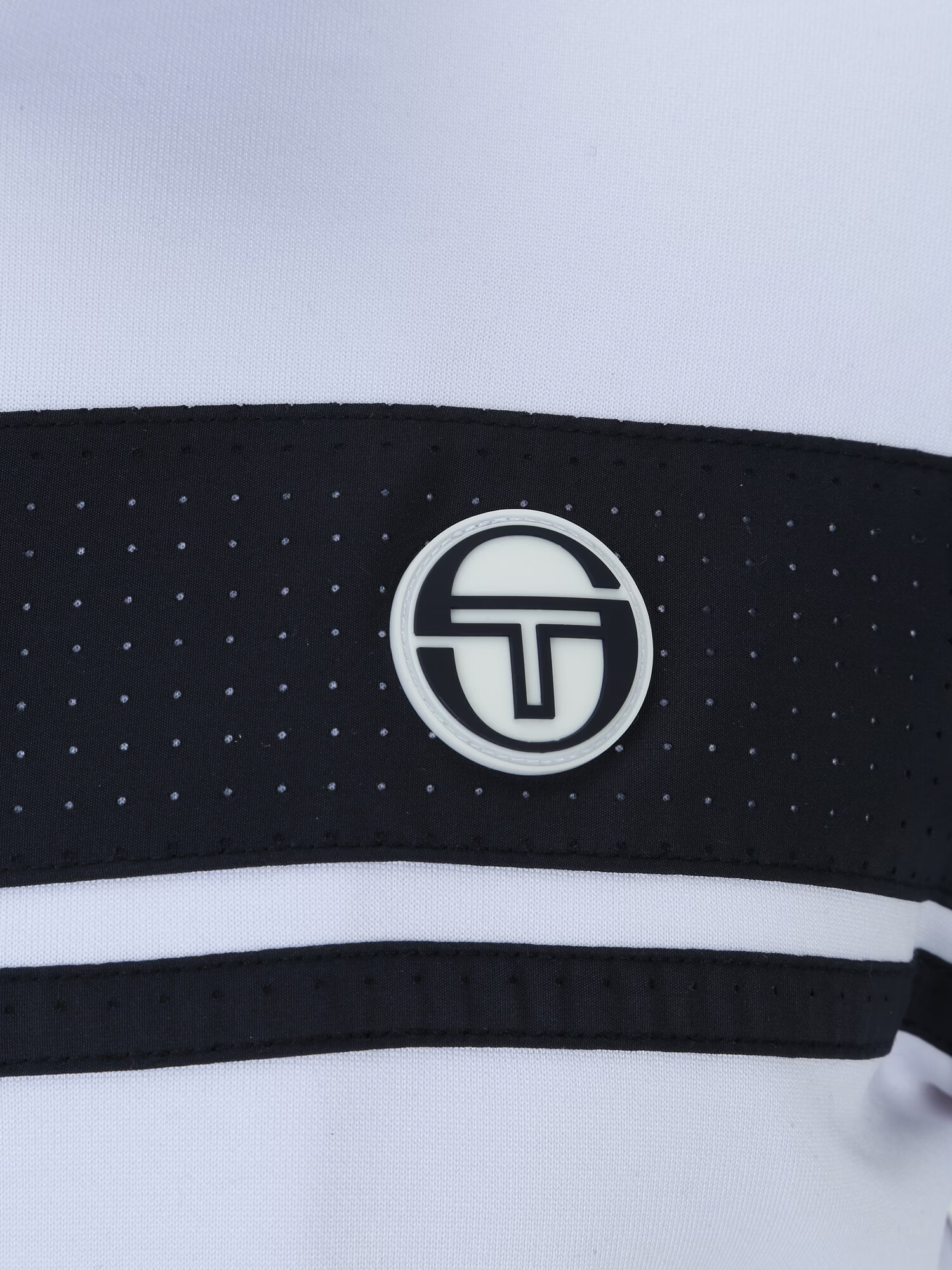 Sergio Tacchini Bluză cu fermoar sport negru / alb - Pled.ro