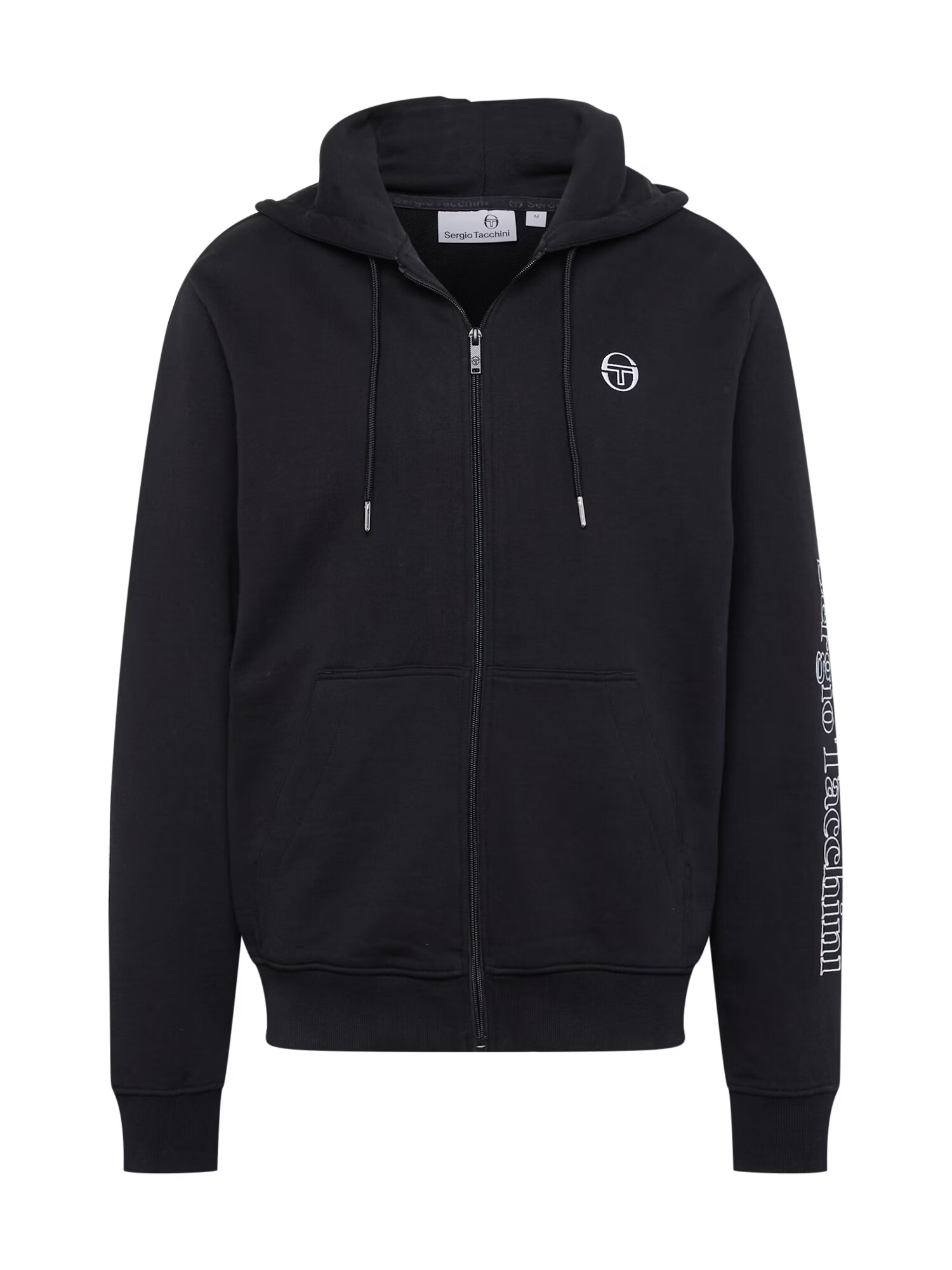 Sergio Tacchini Bluză cu fermoar sport negru / alb - Pled.ro