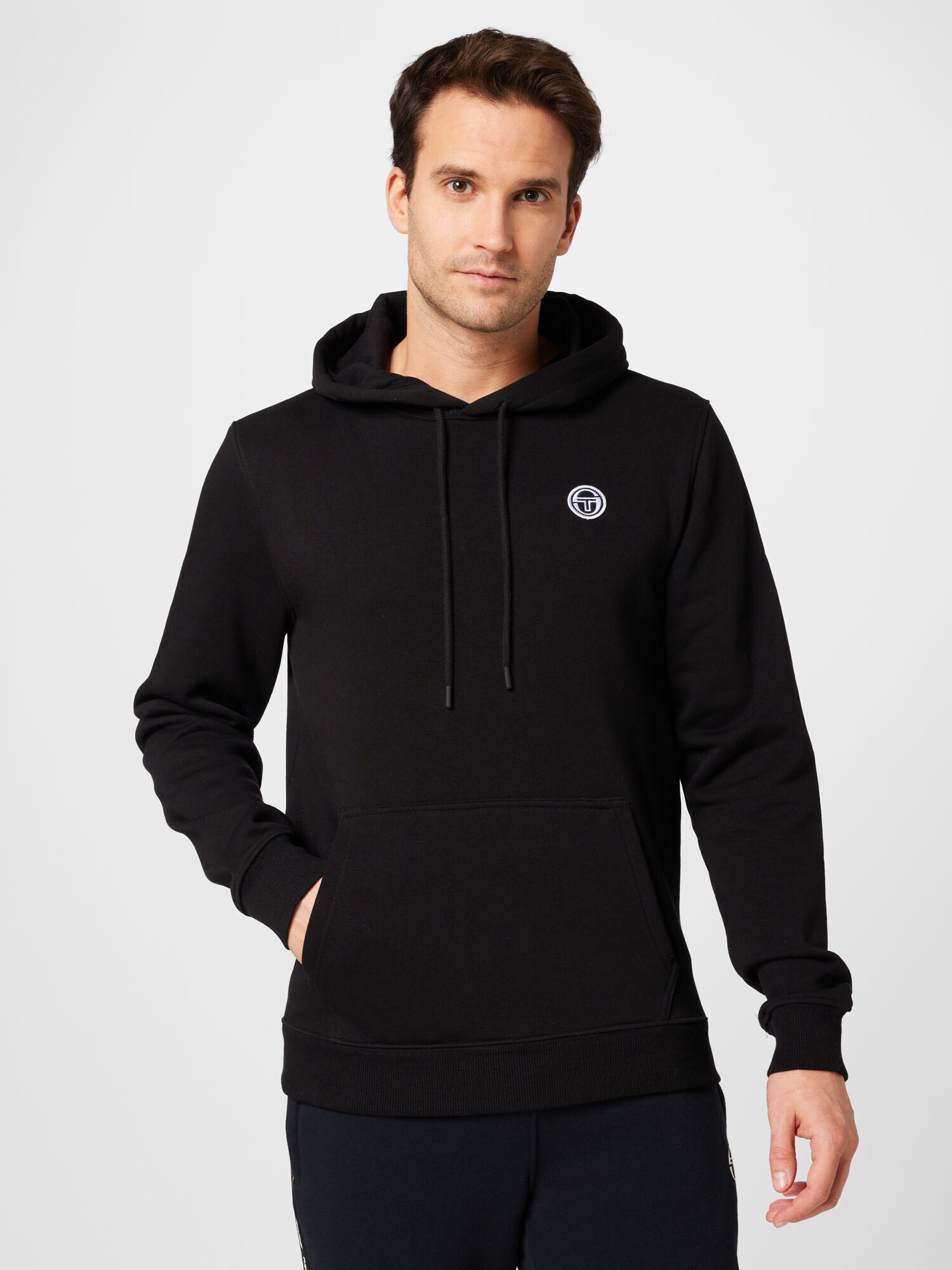 Sergio Tacchini Bluză de molton 'LORENZO' negru / alb - Pled.ro