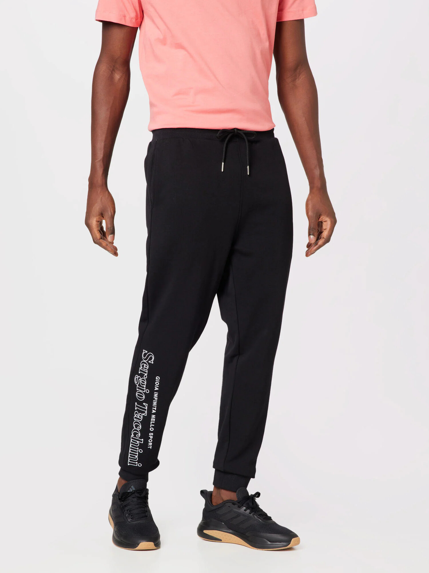 Sergio Tacchini Pantaloni sport 'SERIF' negru / alb - Pled.ro