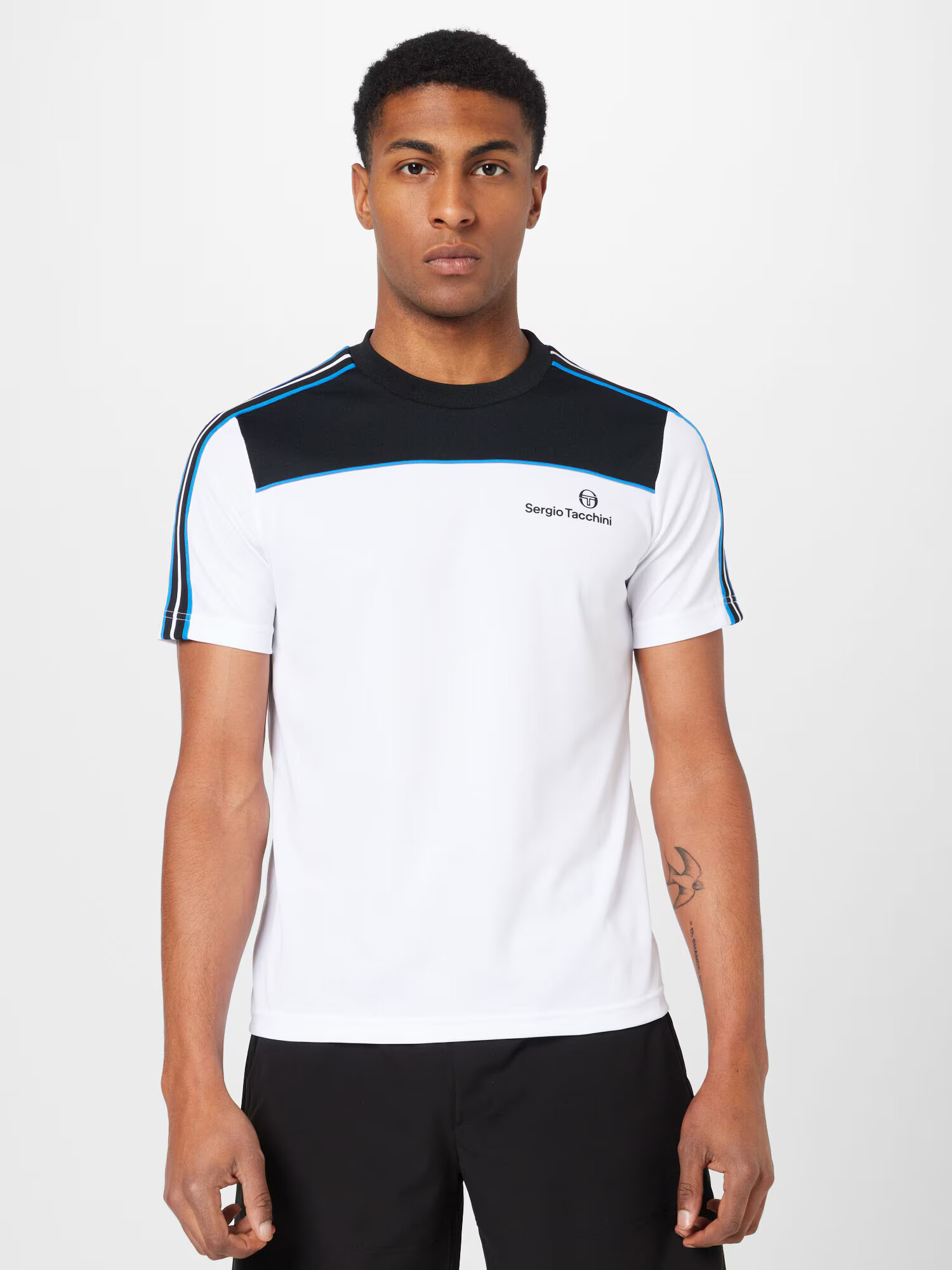 Sergio Tacchini Tricou funcțional 'LISTA' albastru deschis / negru / alb - Pled.ro