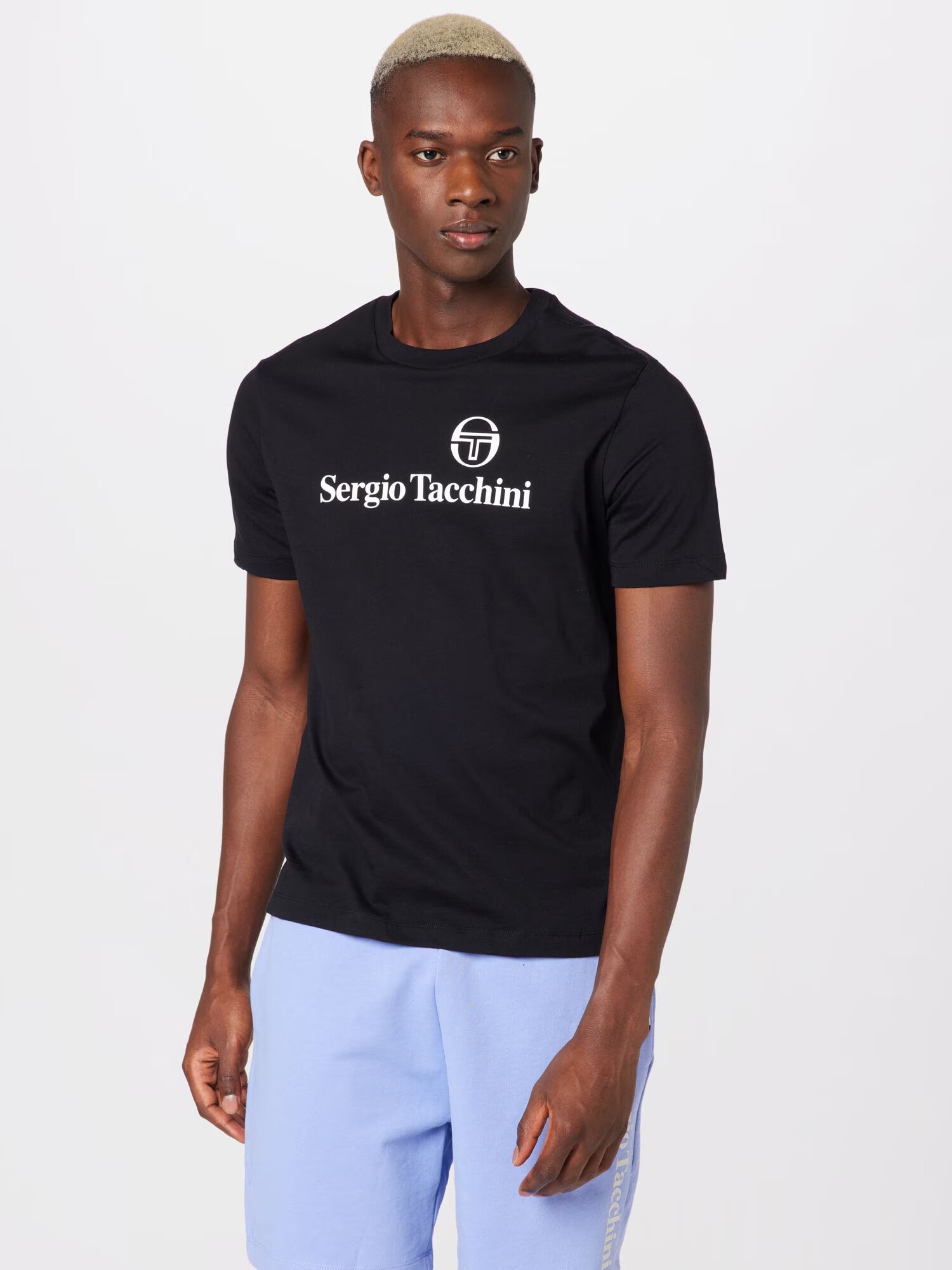 Sergio Tacchini Tricou funcțional negru / alb - Pled.ro