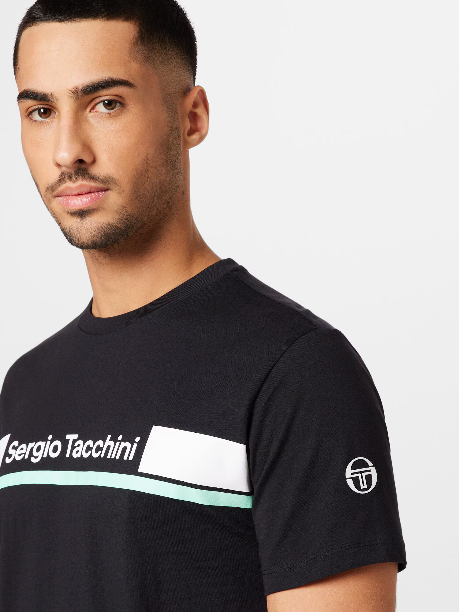 Sergio Tacchini Tricou 'JARED' albastru deschis / negru / alb - Pled.ro