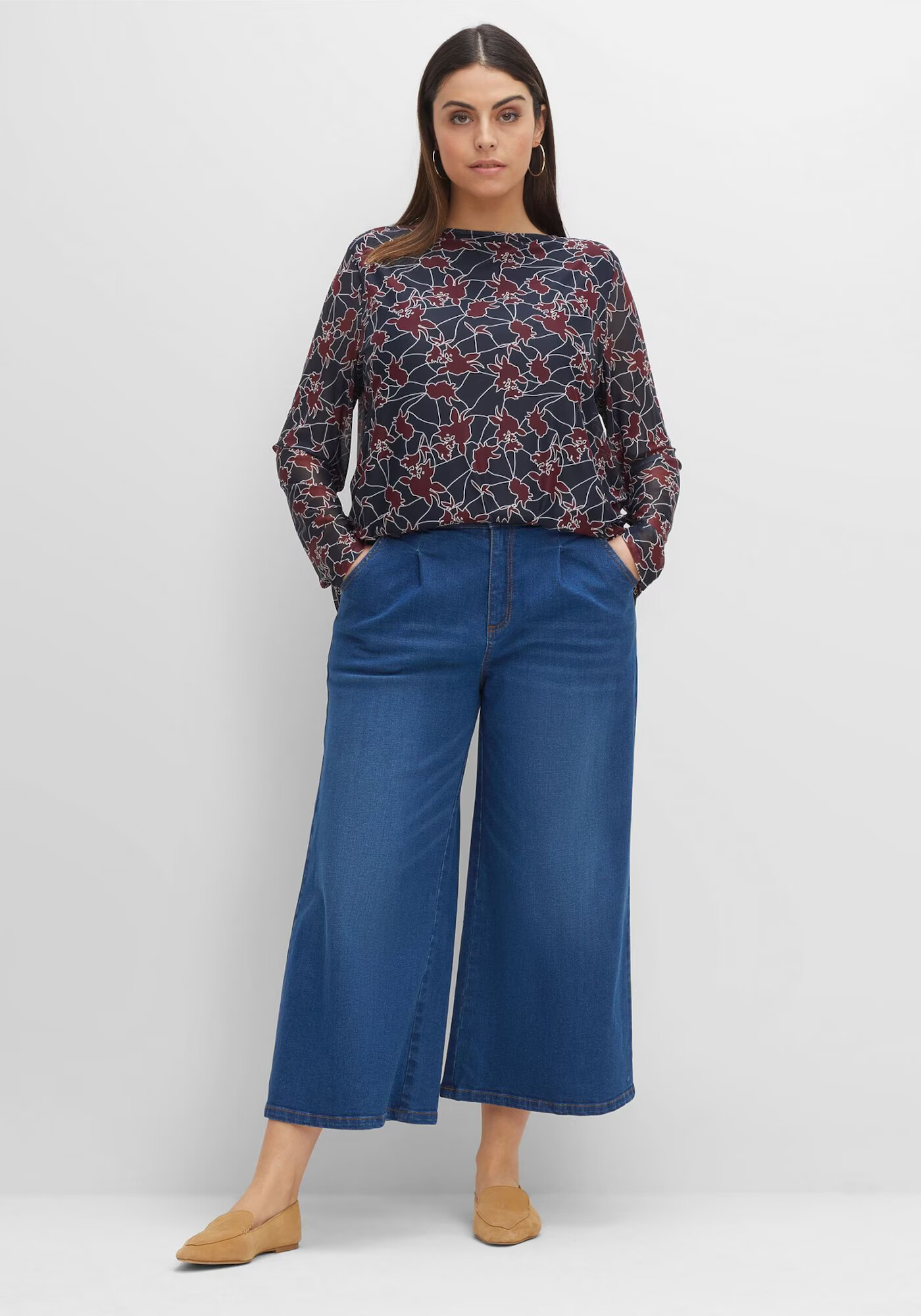 SHEEGO Pantaloni cu cute albastru denim - Pled.ro