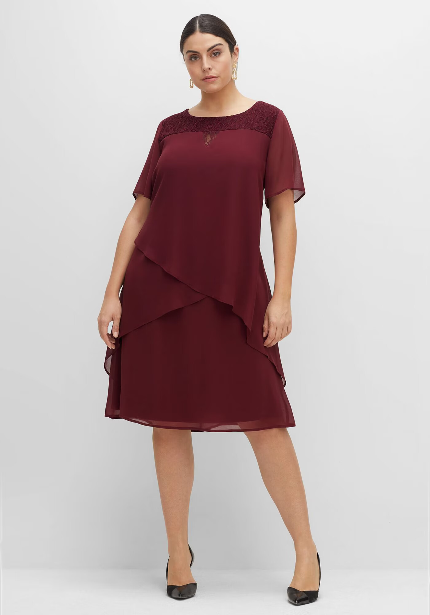 SHEEGO Rochie de cocktail roșu vin - Pled.ro