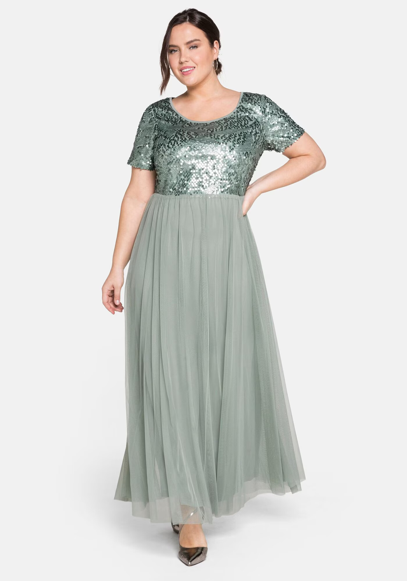 SHEEGO Rochie de seară verde pastel / verde închis - Pled.ro