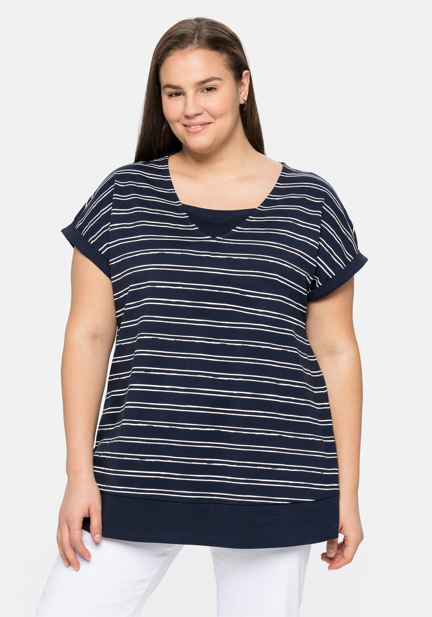 SHEEGO Tricou bleumarin / alb - Pled.ro