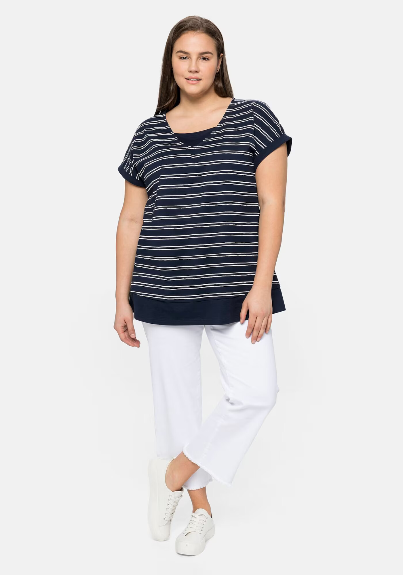 SHEEGO Tricou bleumarin / alb - Pled.ro