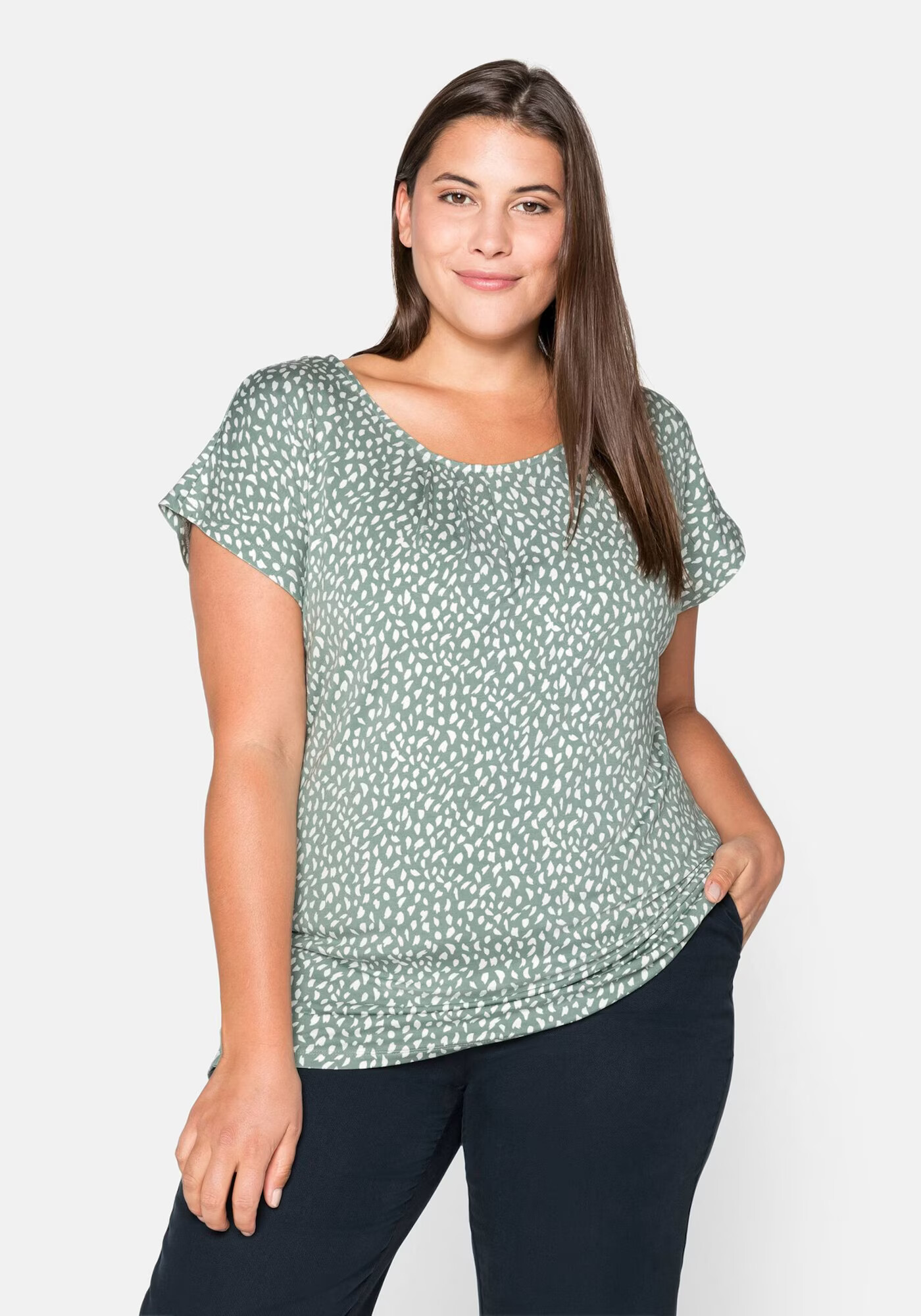 SHEEGO Tricou verde / alb - Pled.ro