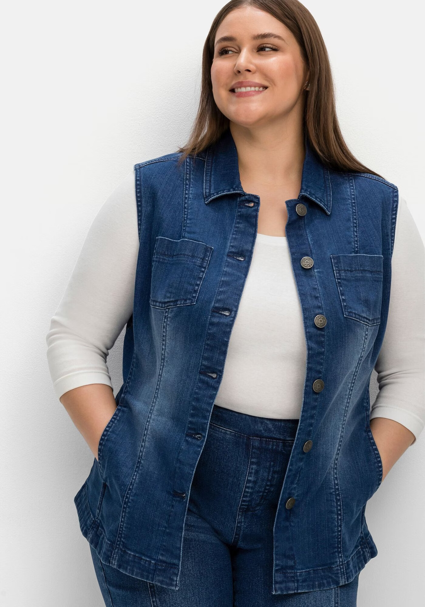 SHEEGO Vestă albastru denim - Pled.ro