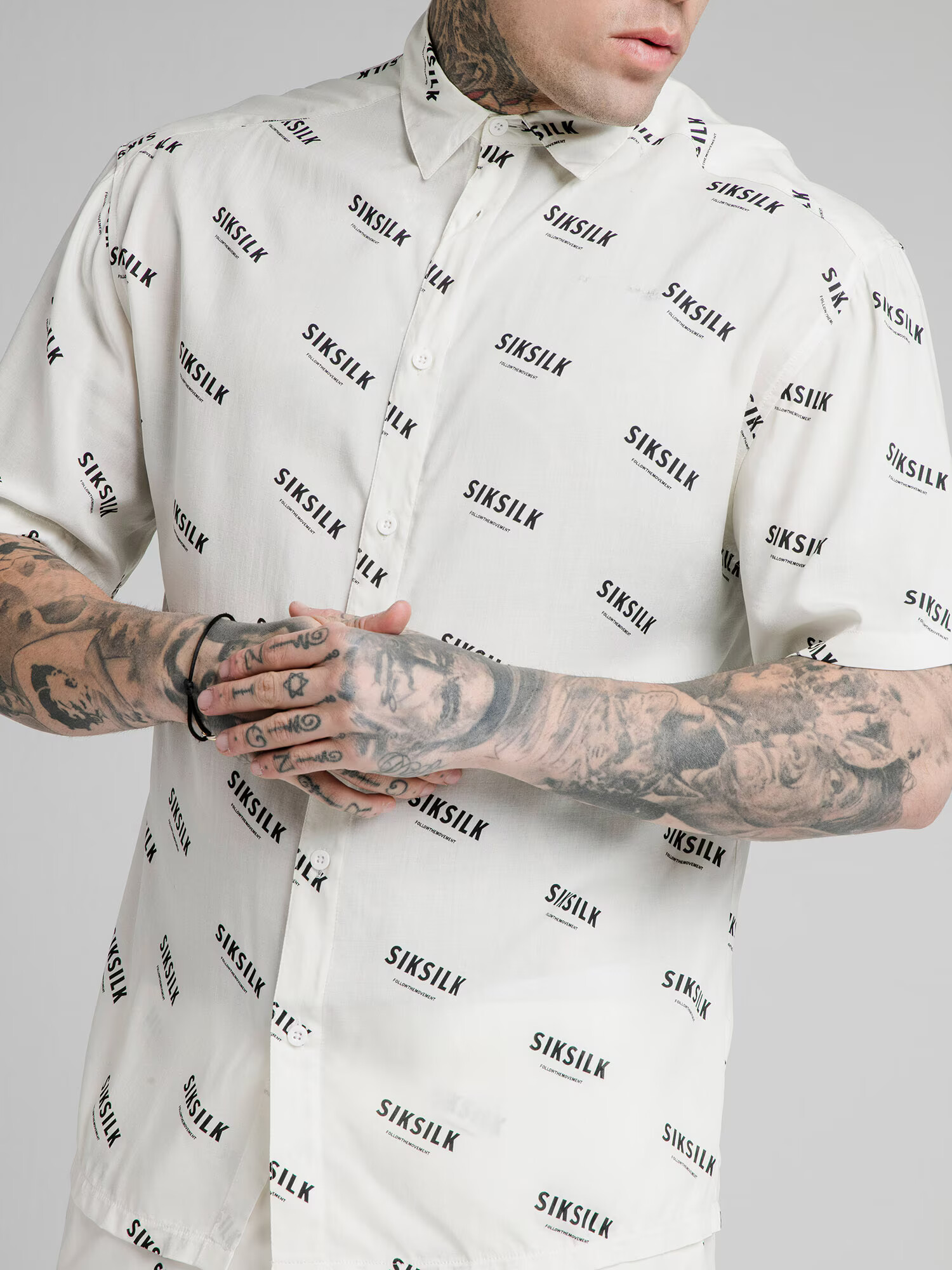 SikSilk Cămașă negru / alb lână - Pled.ro