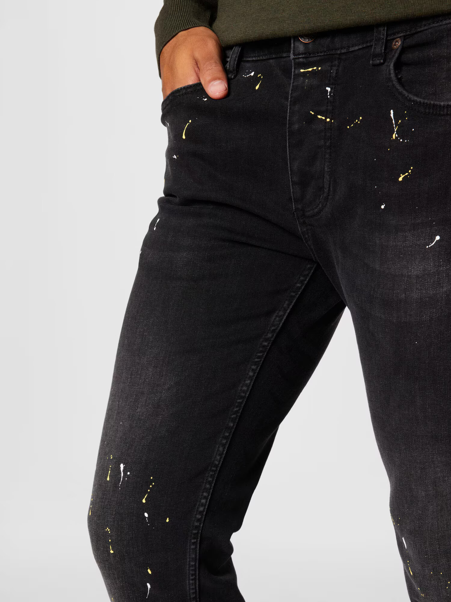 SikSilk Jeans galben / negru denim / alb - Pled.ro