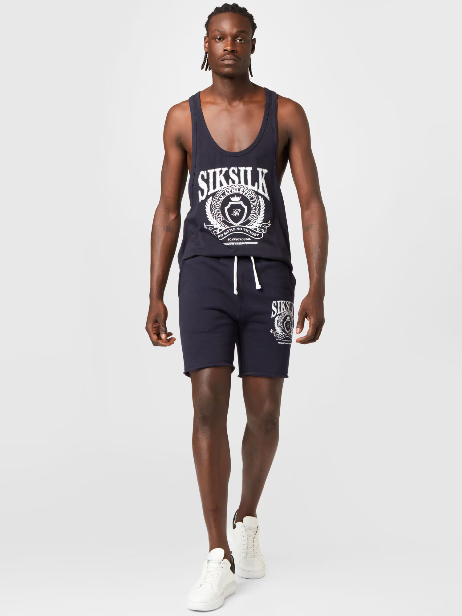 SikSilk Pantaloni bleumarin / alb - Pled.ro