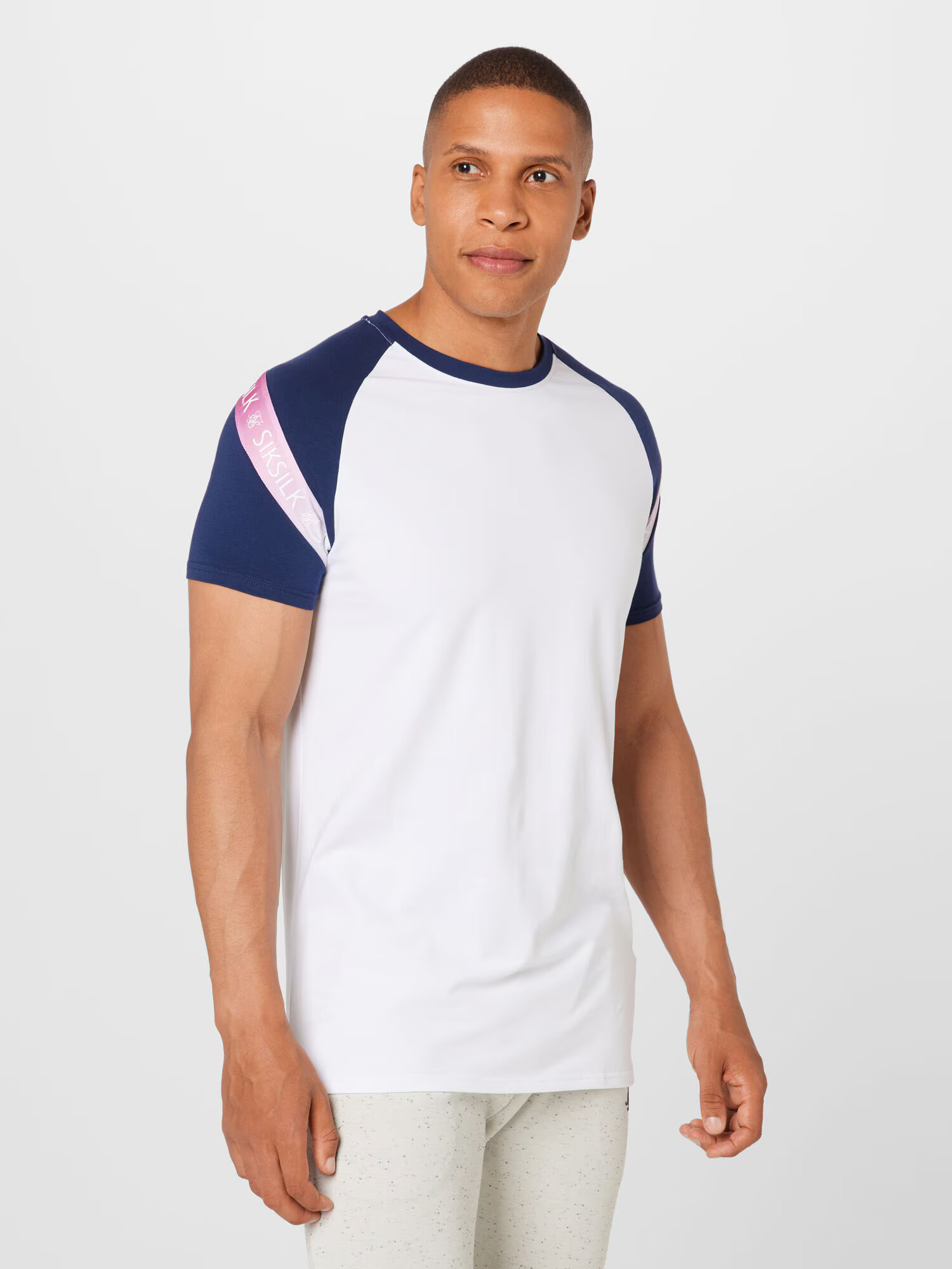 SikSilk Tricou bleumarin / roz / alb - Pled.ro