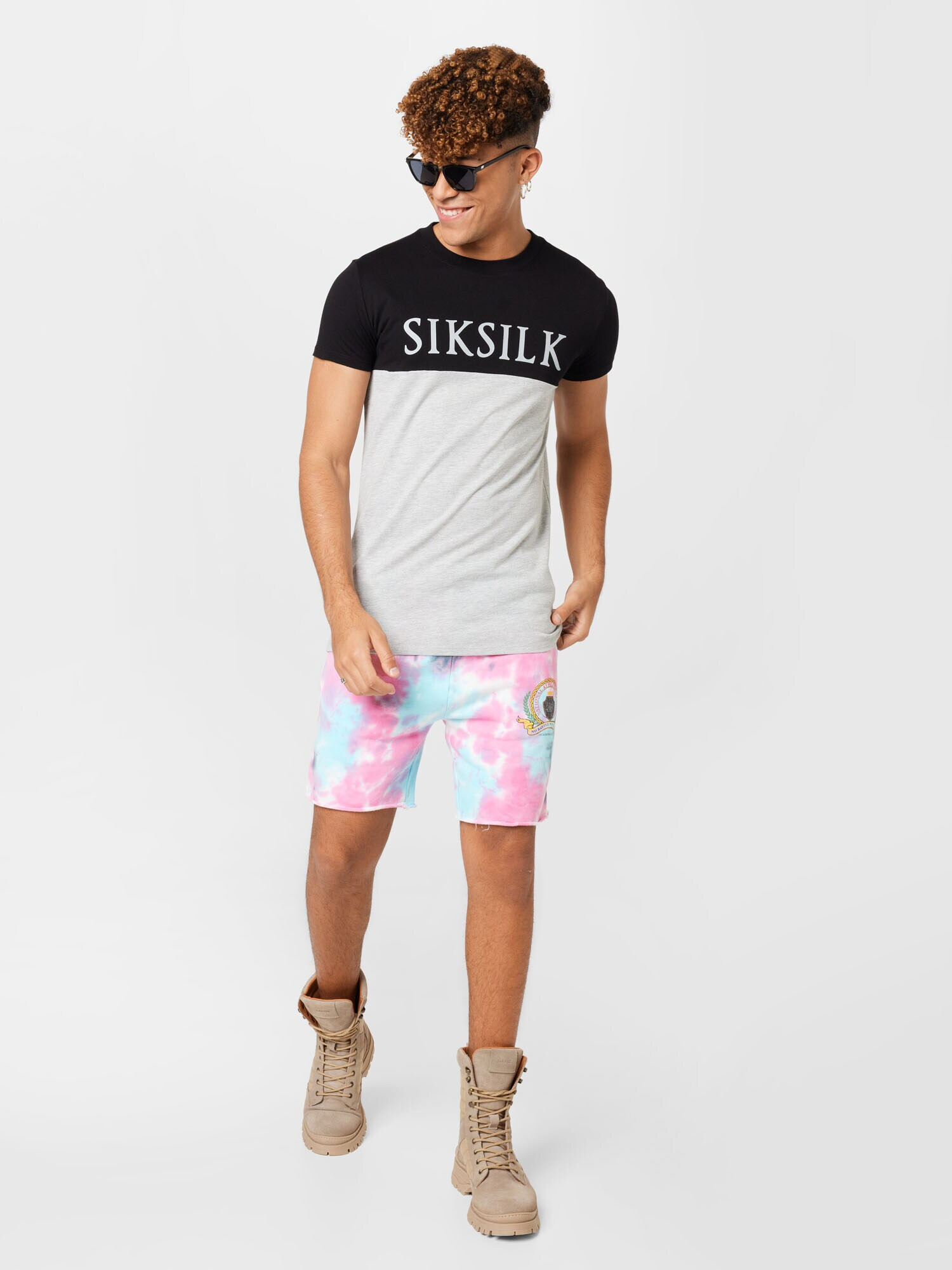 SikSilk Tricou gri amestecat / negru / alb - Pled.ro