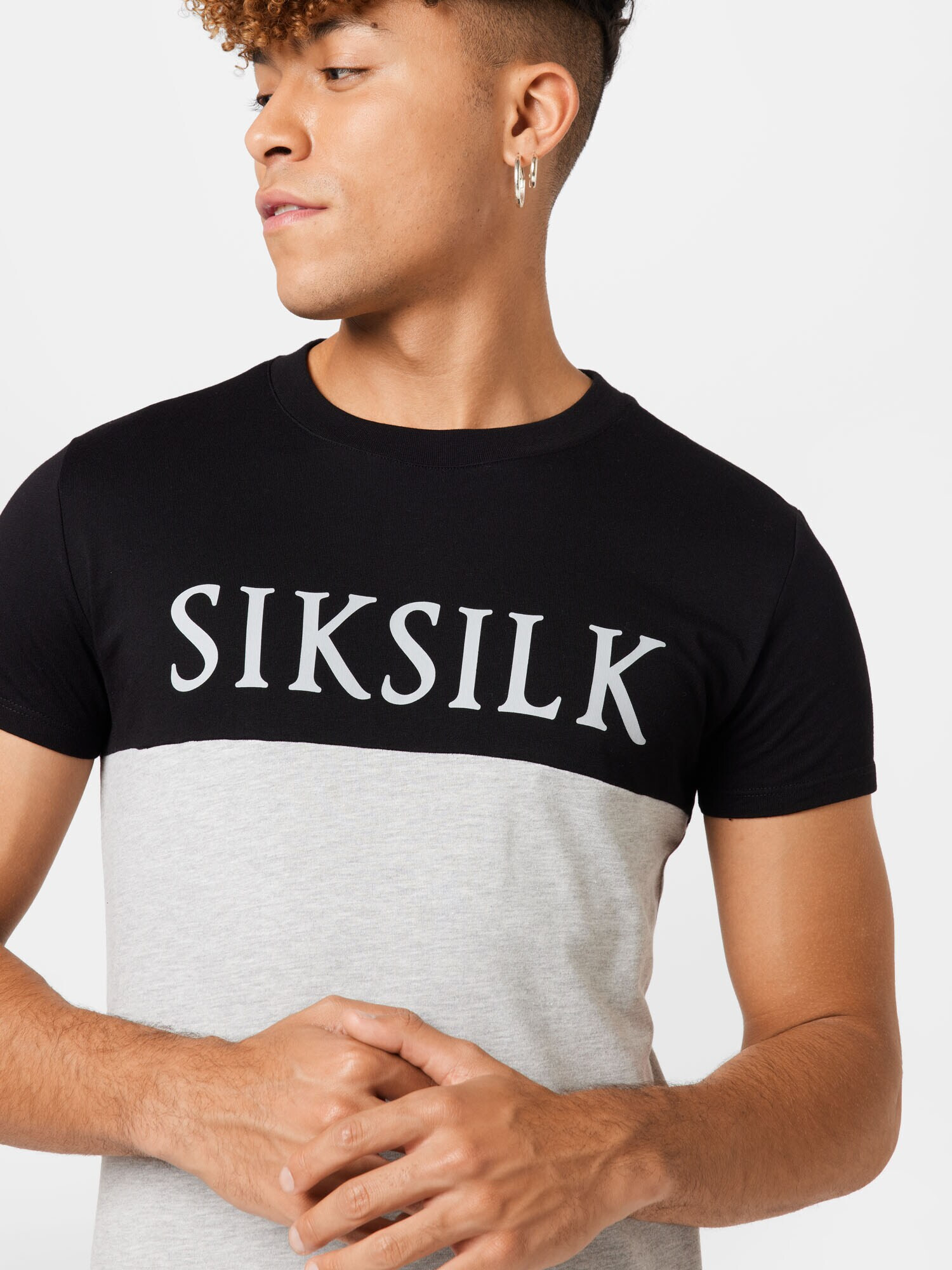 SikSilk Tricou gri amestecat / negru / alb - Pled.ro