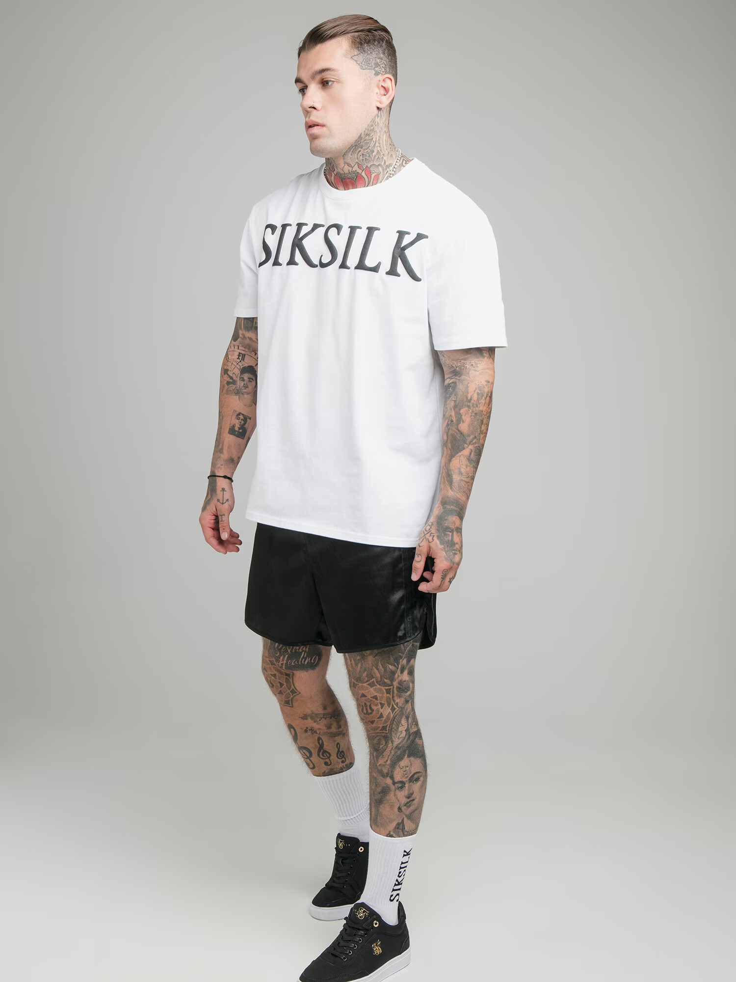 SikSilk Tricou negru / alb - Pled.ro