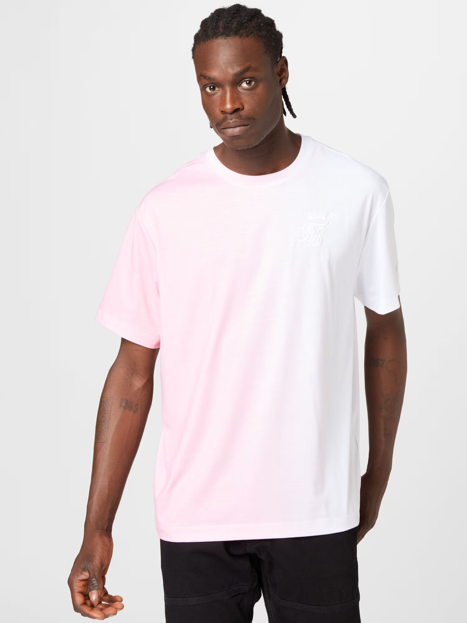 SikSilk Tricou roz / roz pastel / alb - Pled.ro