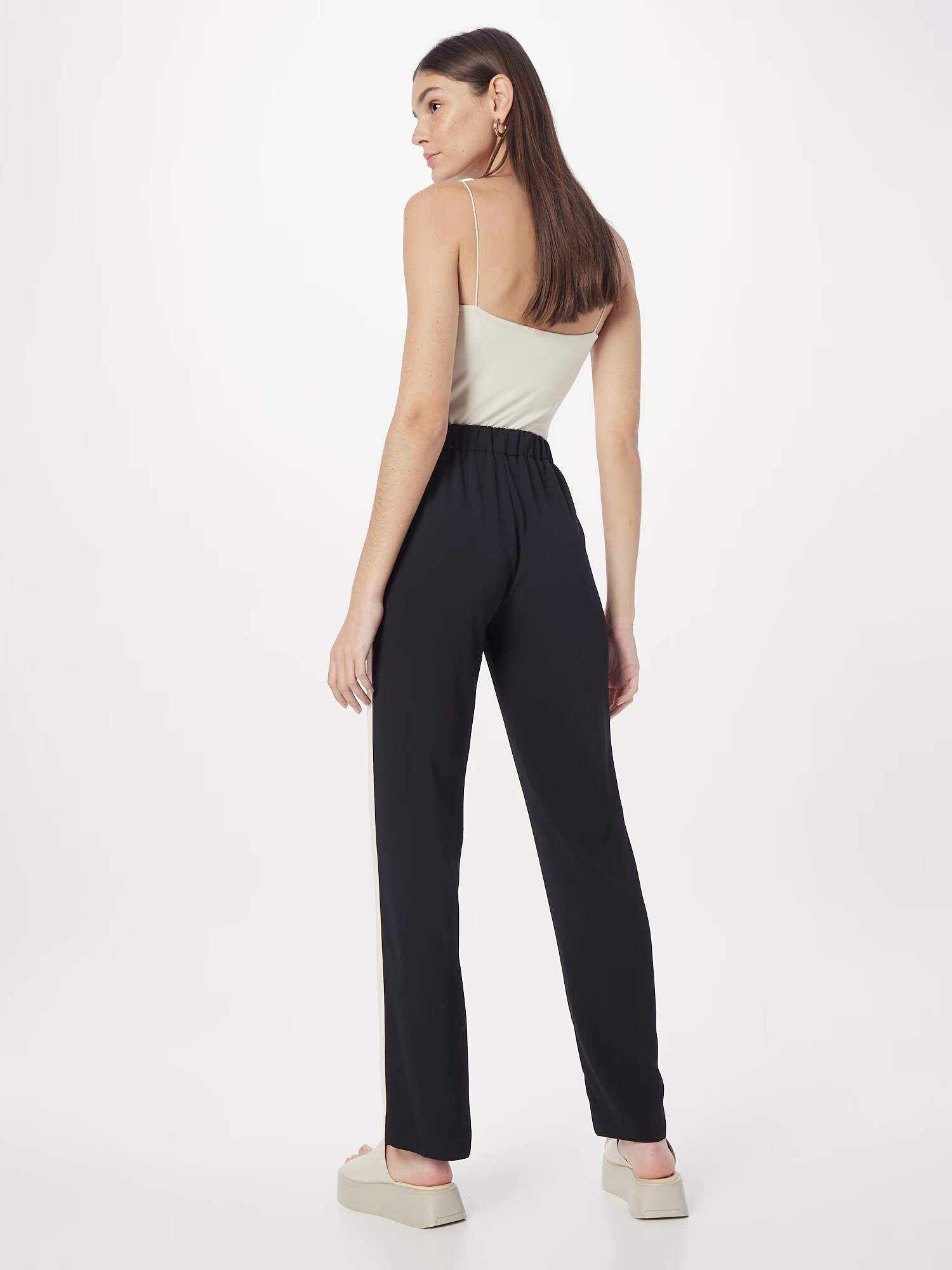 Sisley Pantaloni crem / negru - Pled.ro