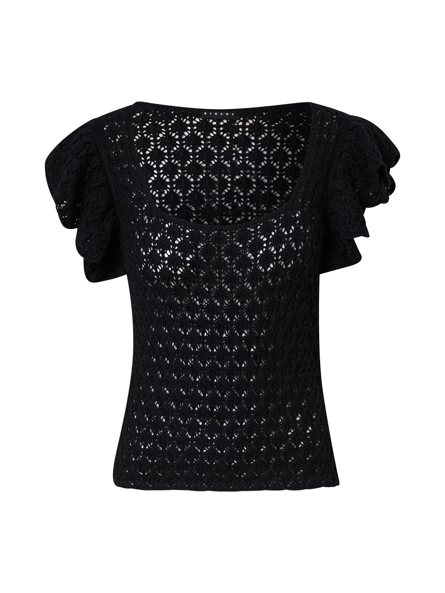 Sisley Top brodat negru - Pled.ro