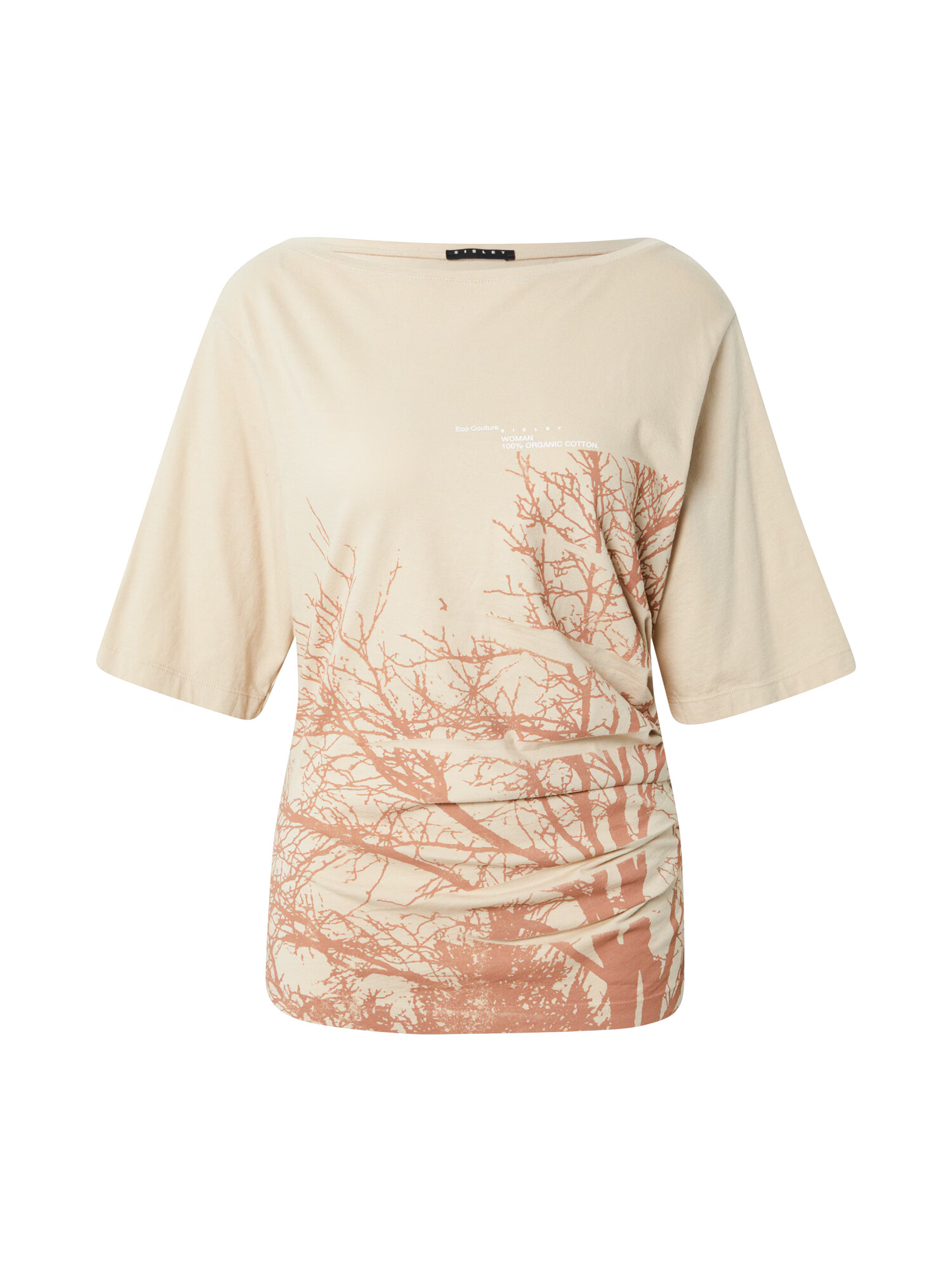 Sisley Tricou bej / maro ruginiu / alb - Pled.ro