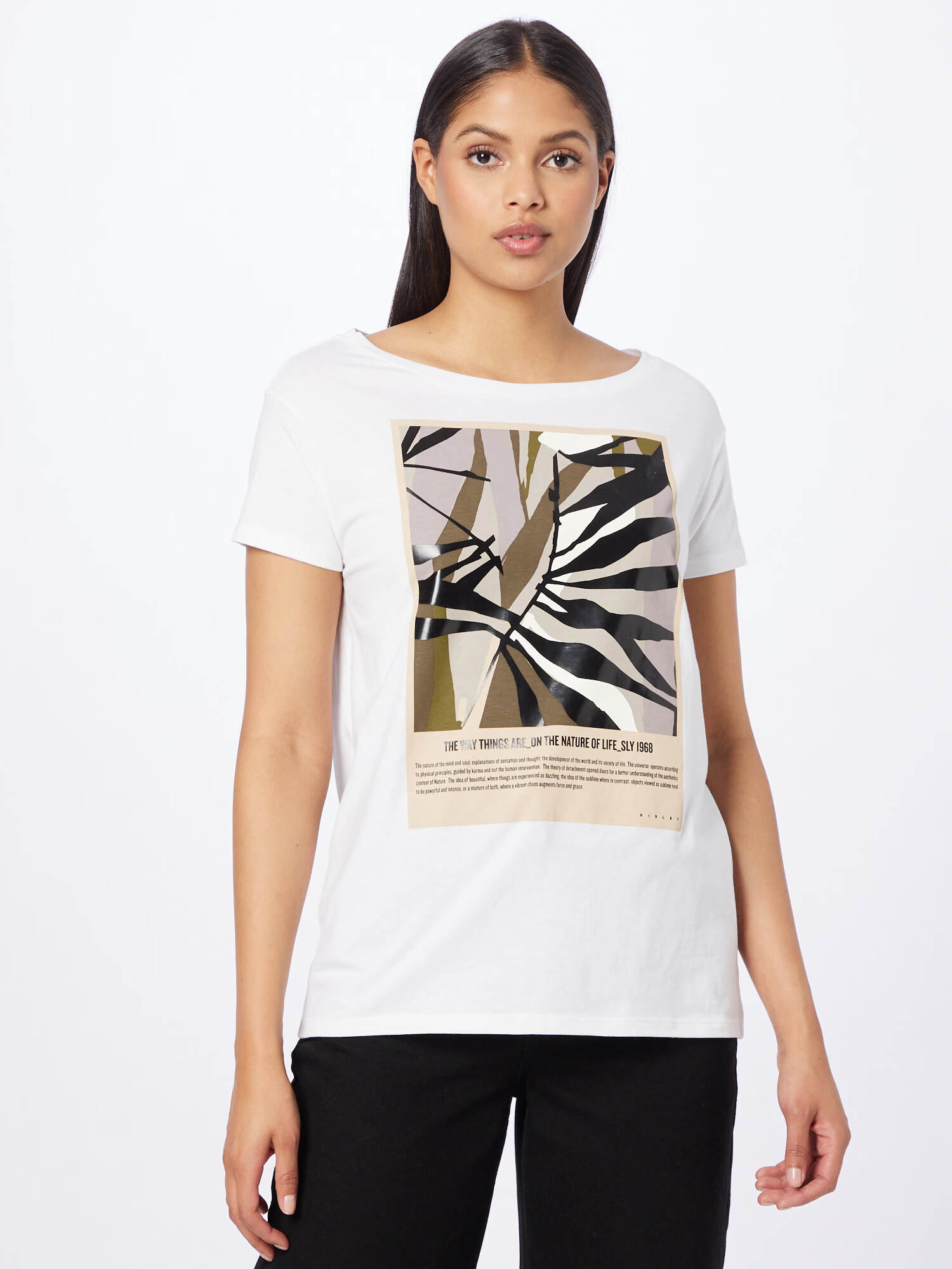 Sisley Tricou maro deschis / oliv / mov pastel / negru / alb - Pled.ro