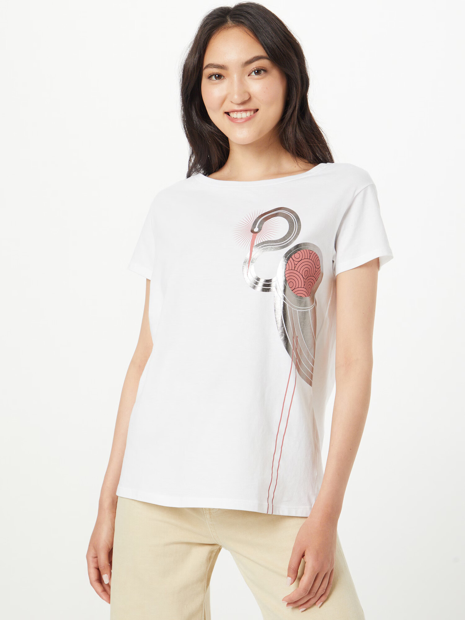 Sisley Tricou rosé / argintiu / alb - Pled.ro