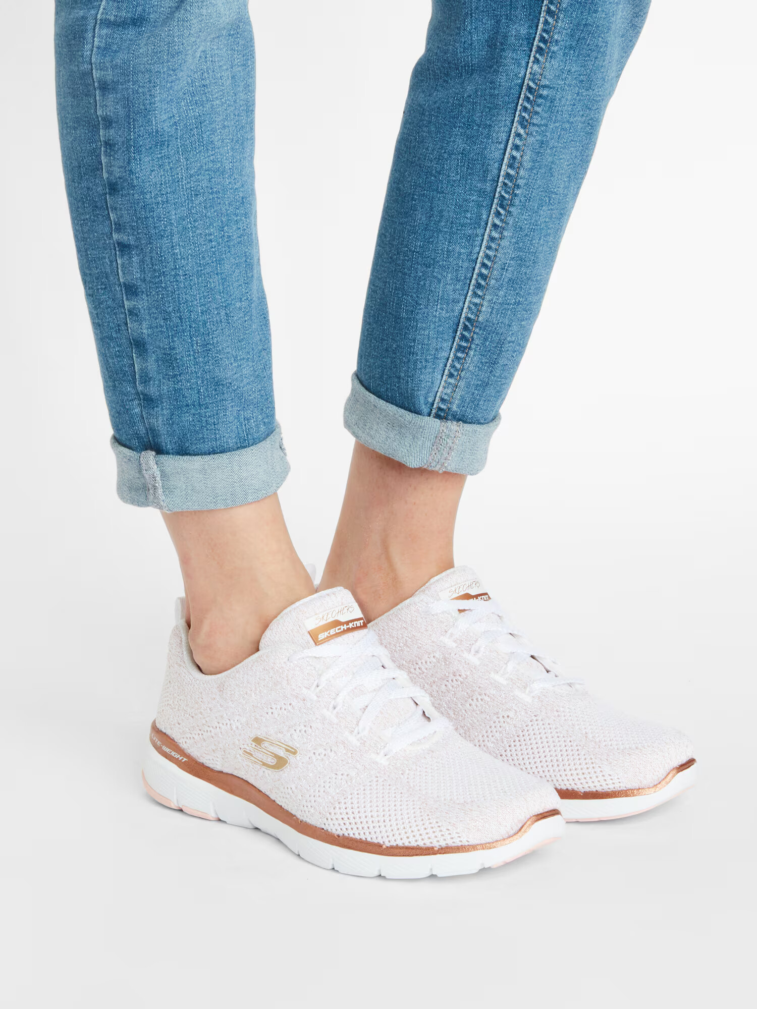 SKECHERS Sneaker low 'Flex Appeal 3.0' auriu - roz / roz / alb - Pled.ro