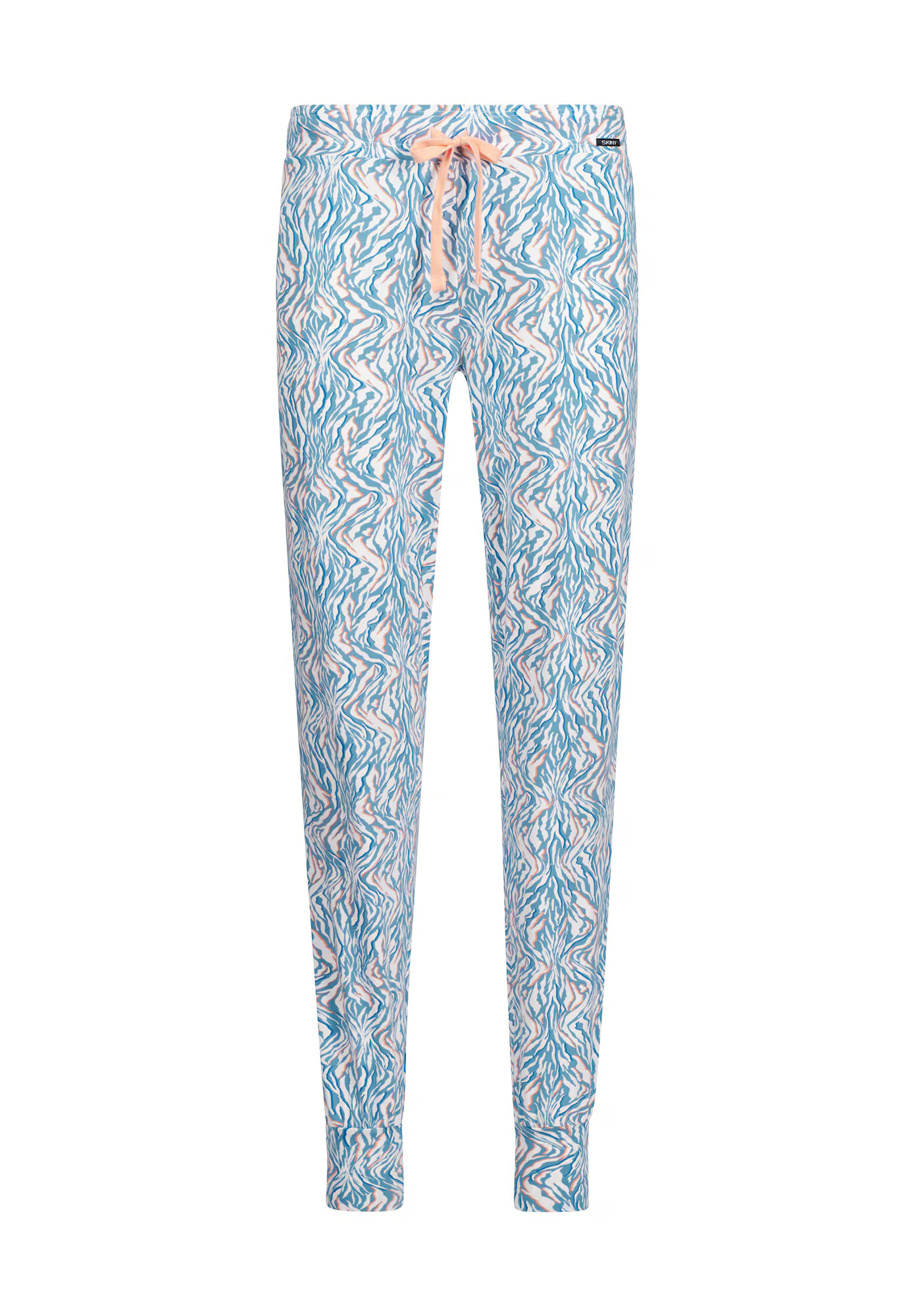 Skiny Pantaloni de pijama albastru deschis / portocaliu somon / alb murdar - Pled.ro