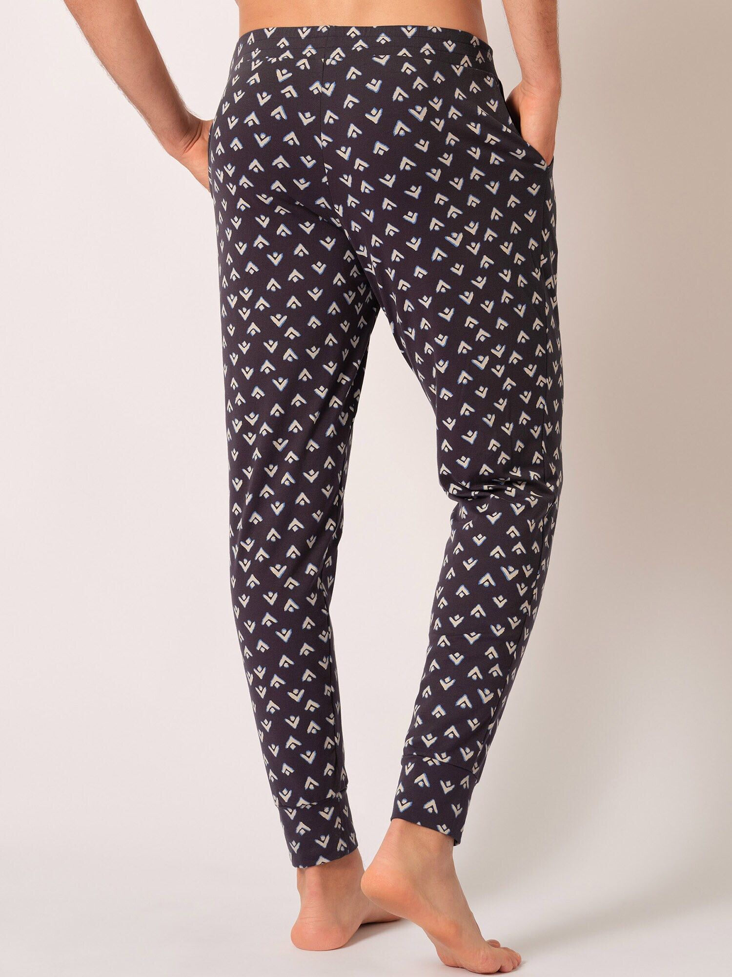 Skiny Pantaloni de pijama bej închis / albastru / bleumarin - Pled.ro