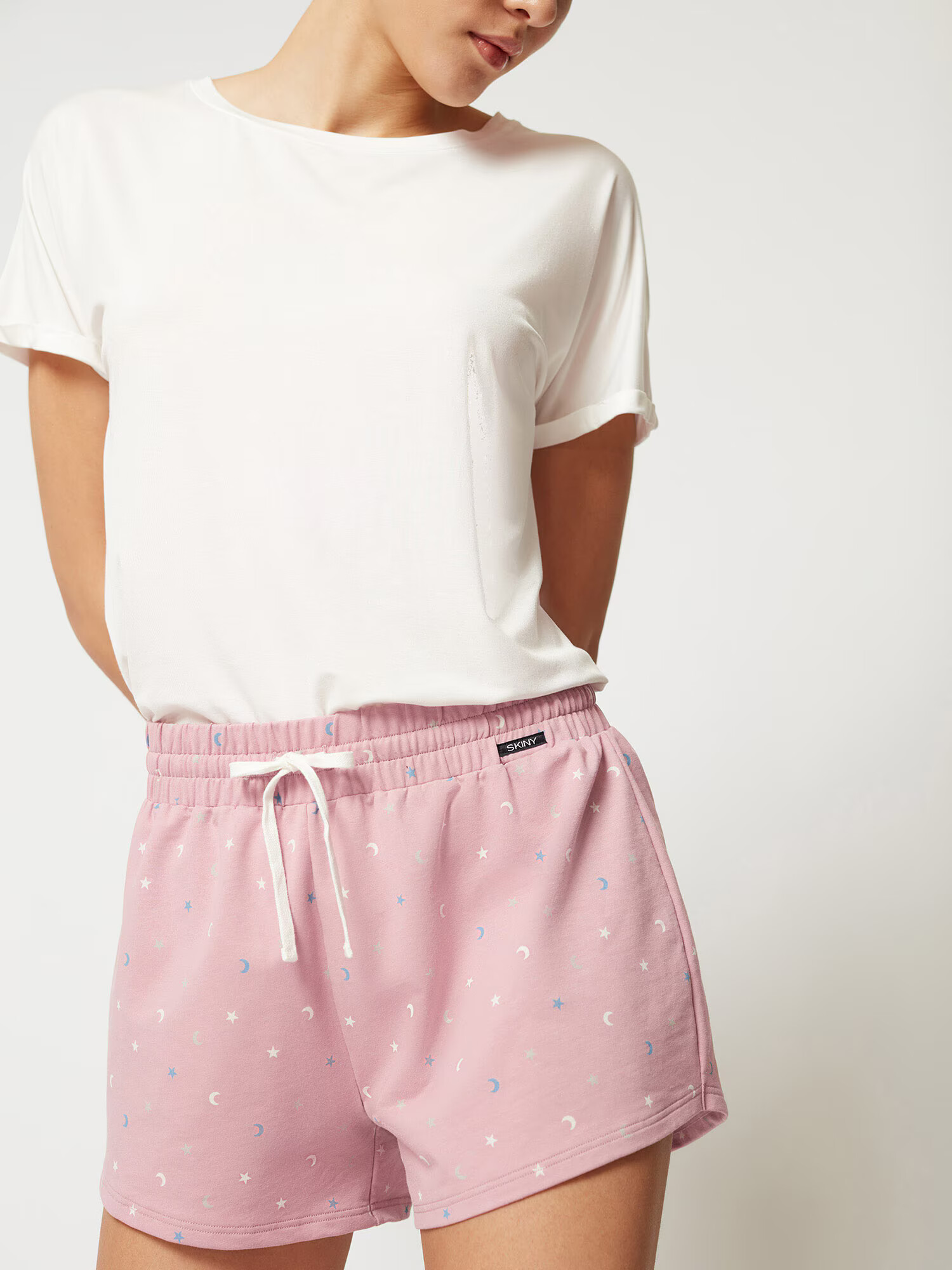 Skiny Pantaloni de pijama 'Every Night' albastru / gri deschis / roz pal / alb - Pled.ro