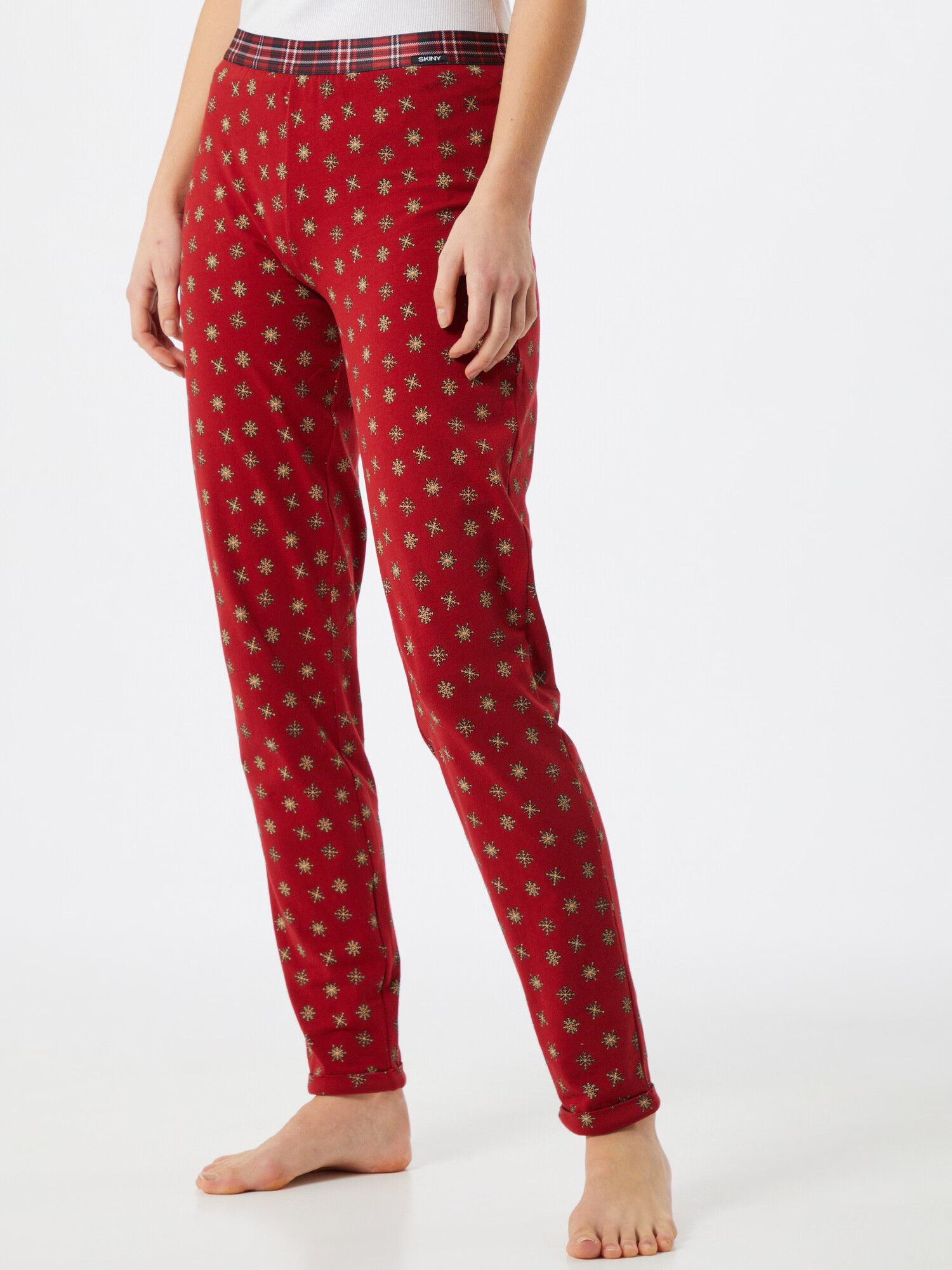 Skiny Pantaloni de pijama galben auriu / roșu / alb - Pled.ro