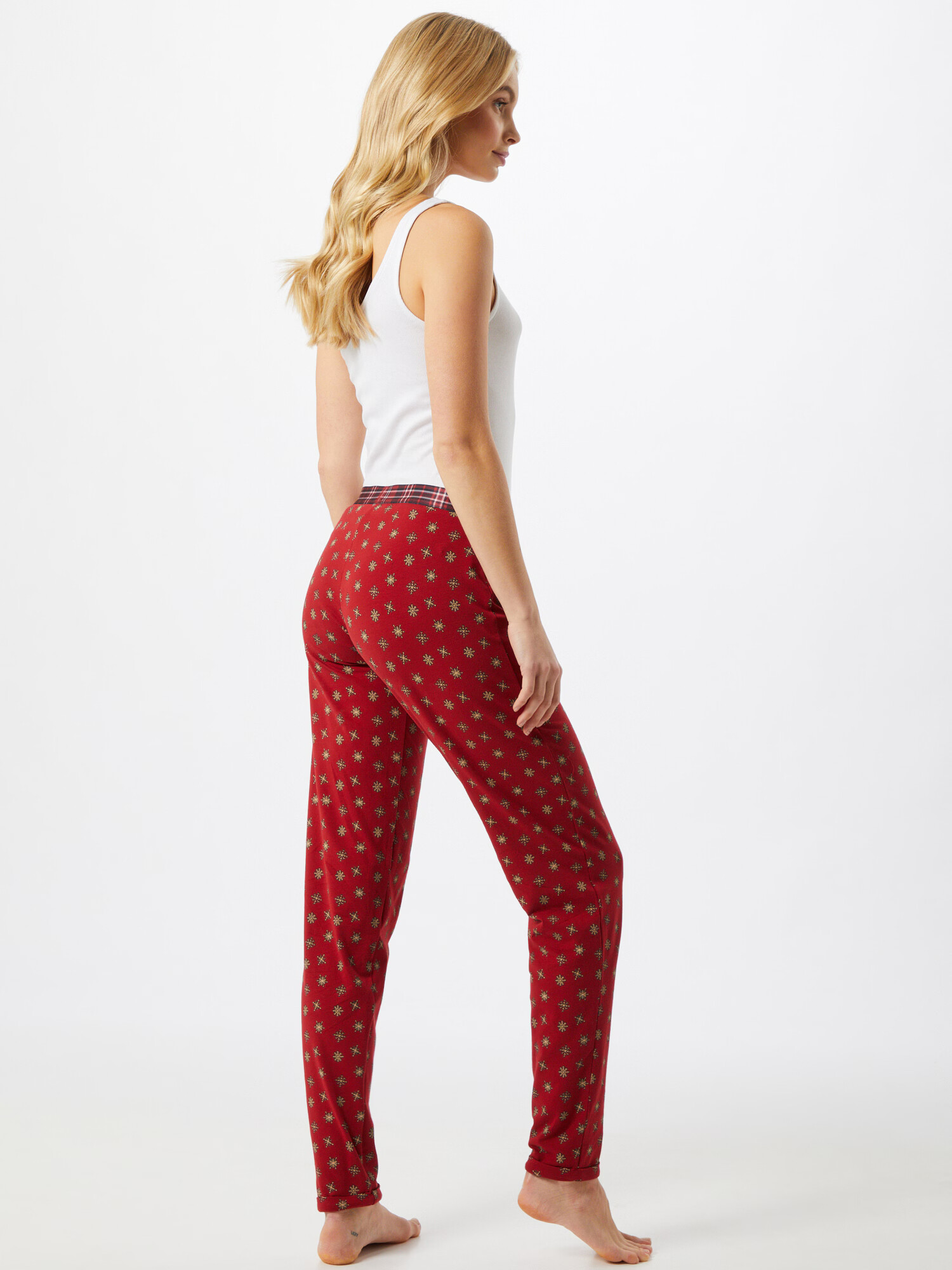 Skiny Pantaloni de pijama galben auriu / roșu / alb - Pled.ro