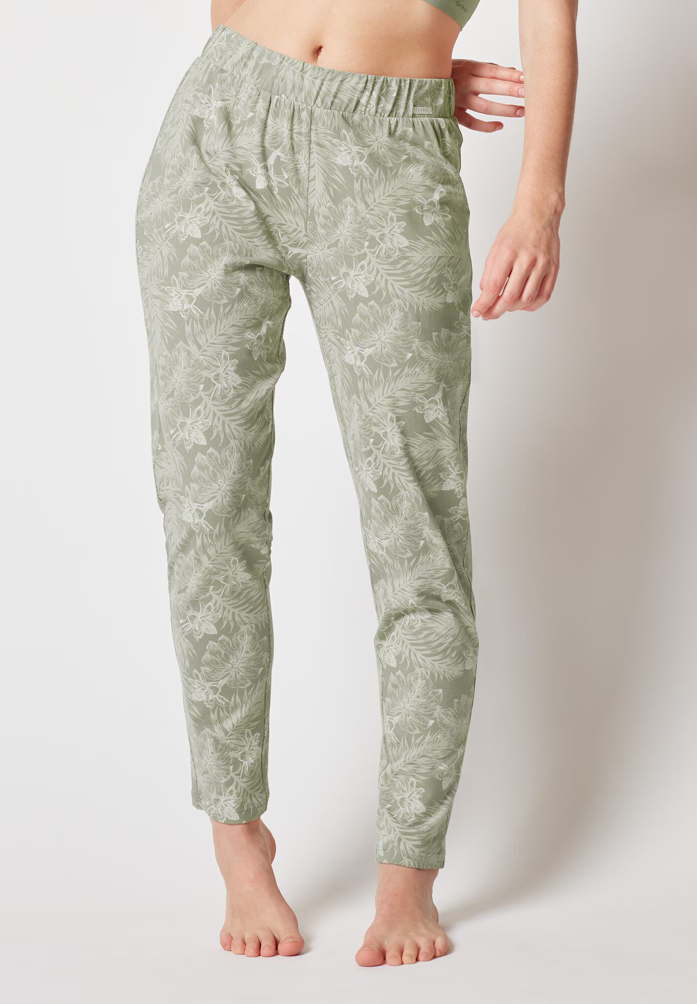 Skiny Pantaloni de pijama verde pastel / alb - Pled.ro