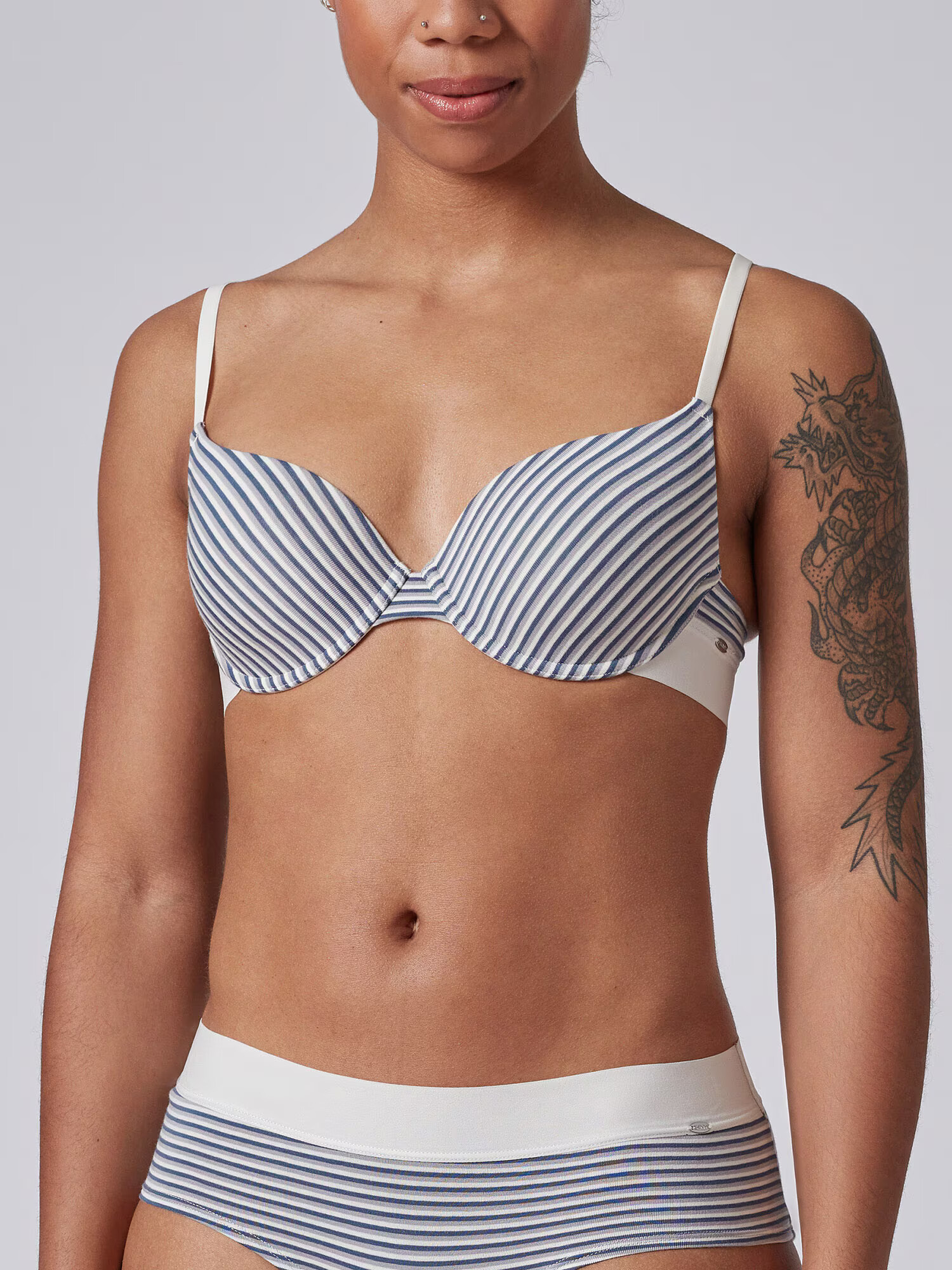 Skiny Sutien albastru / gri / alb - Pled.ro