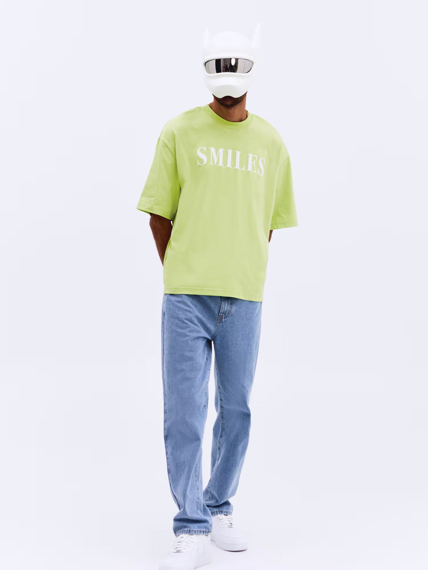 Smiles Tricou 'Kalle' verde limetă / alb - Pled.ro