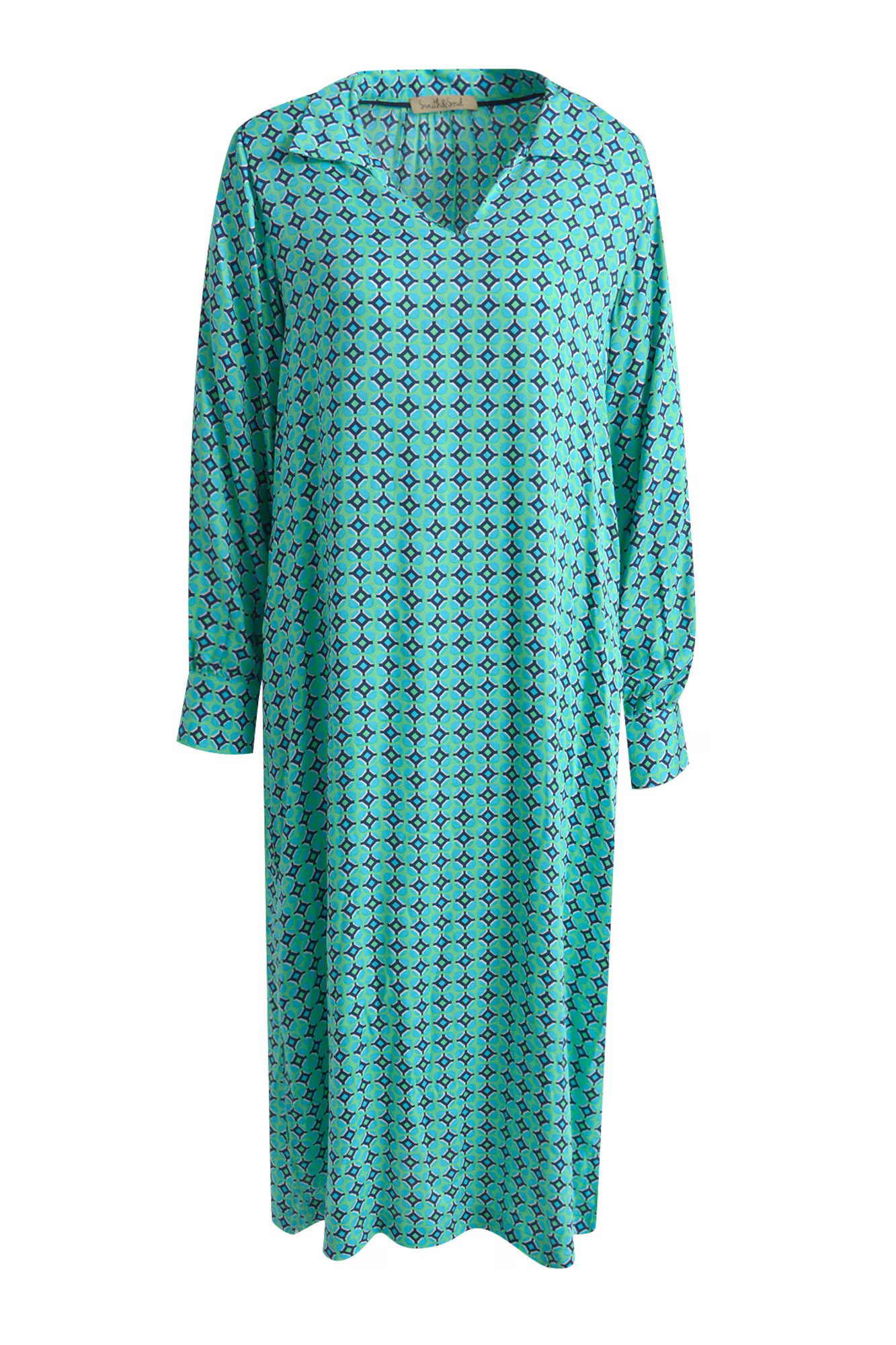 Smith&Soul Rochie tip bluză albastru noapte / verde jad / verde deschis / alb - Pled.ro