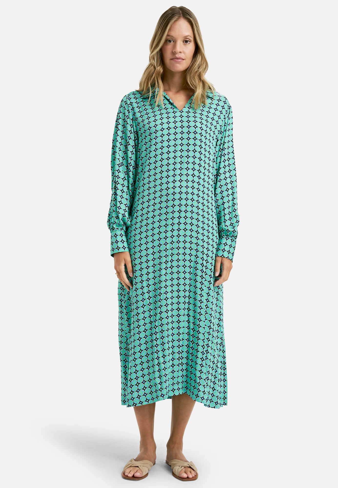 Smith&Soul Rochie tip bluză albastru noapte / verde jad / verde deschis / alb - Pled.ro