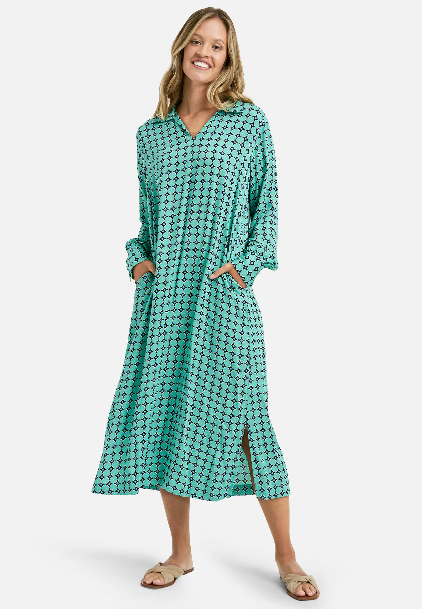 Smith&Soul Rochie tip bluză albastru noapte / verde jad / verde deschis / alb - Pled.ro