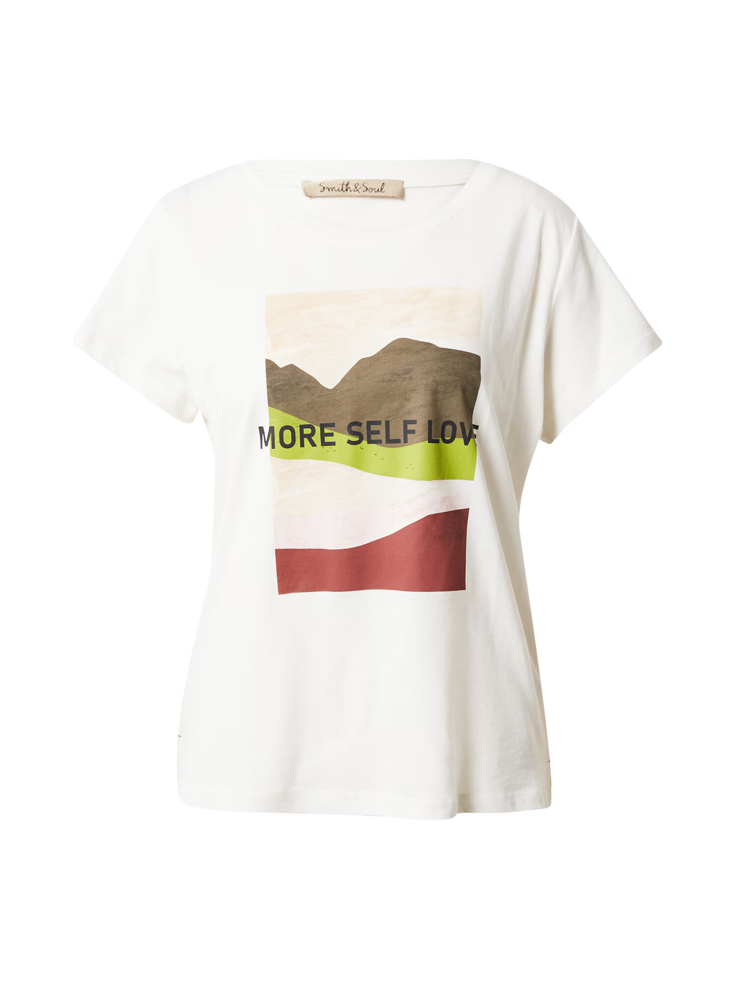 Smith&Soul Tricou 'MORE LOVE' bej / gri metalic / verde deschis / roșu ruginiu / alb - Pled.ro