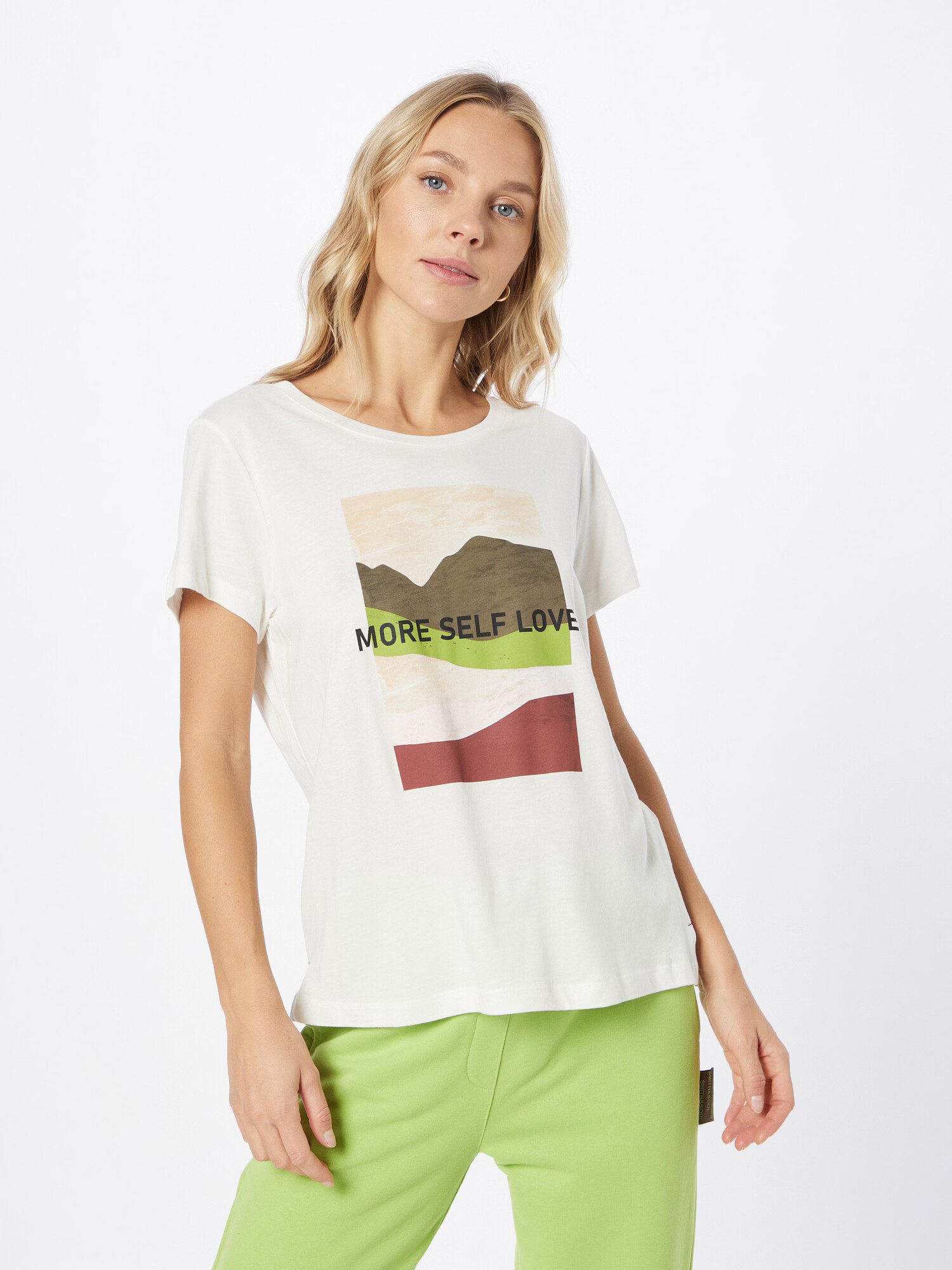 Smith&Soul Tricou 'MORE LOVE' bej / gri metalic / verde deschis / roșu ruginiu / alb - Pled.ro