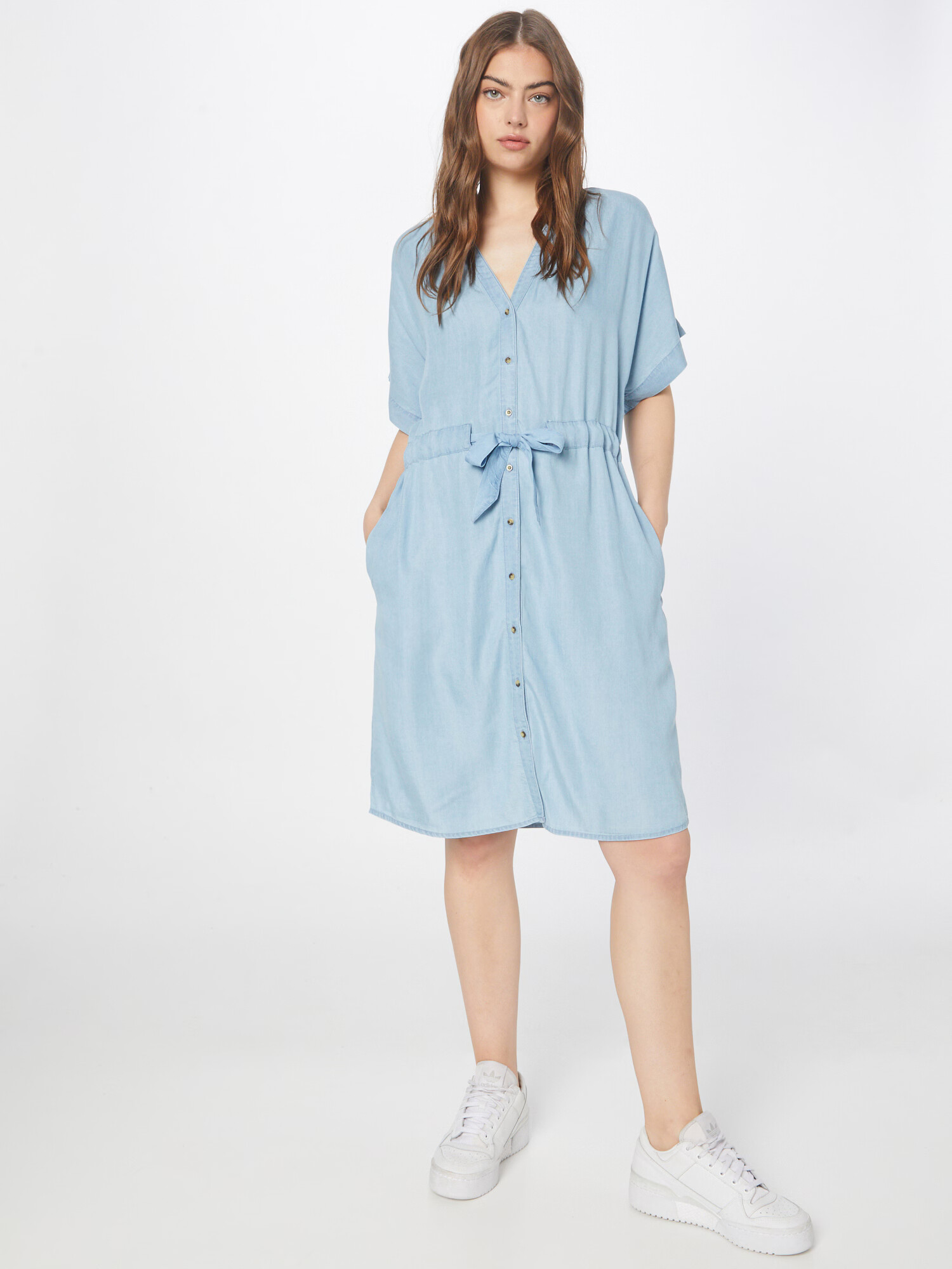 SOAKED IN LUXURY Rochie tip bluză 'Rowe' albastru denim - Pled.ro