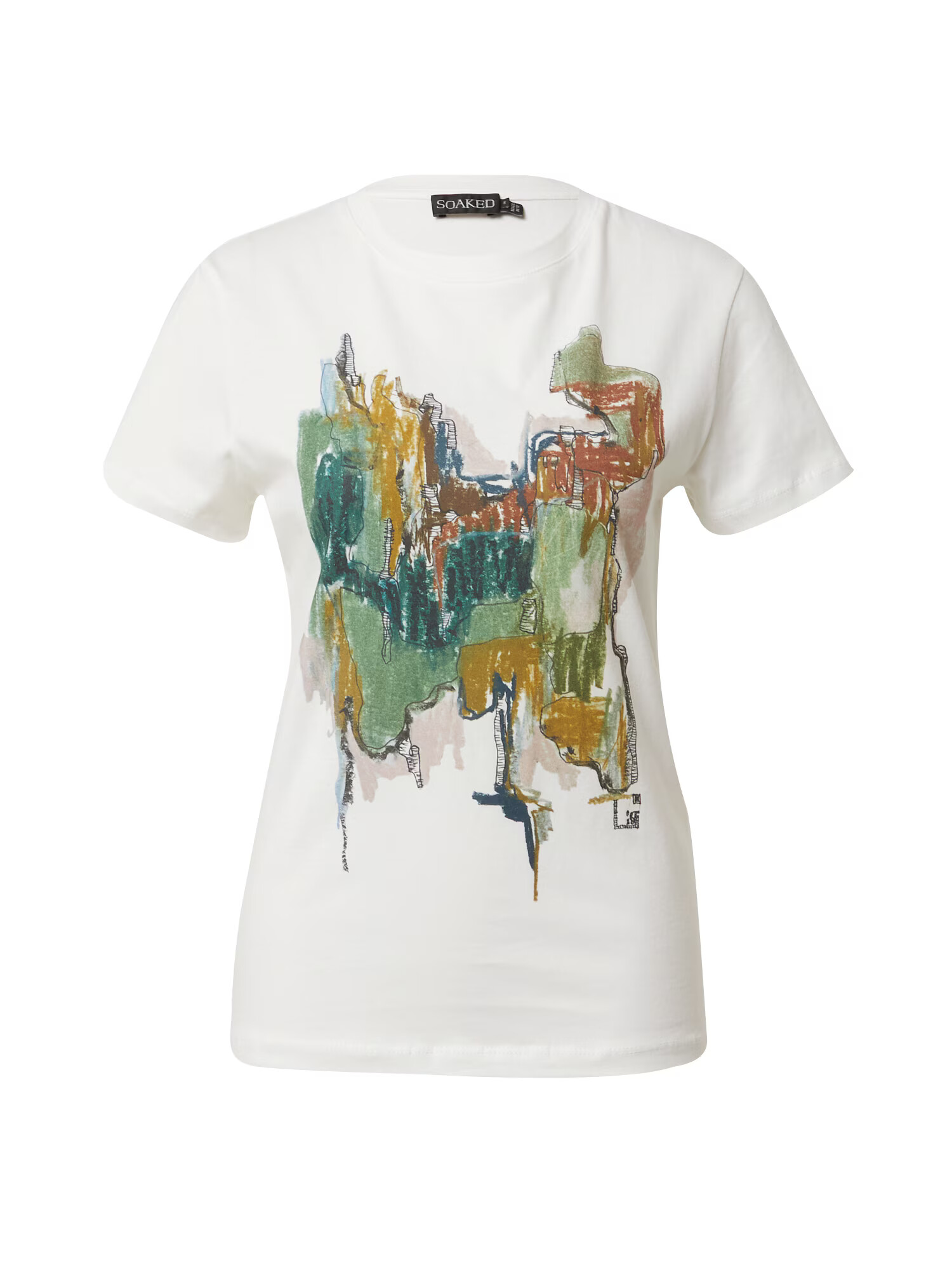 SOAKED IN LUXURY Tricou 'Katarina' albastru / maro / verde / alb - Pled.ro