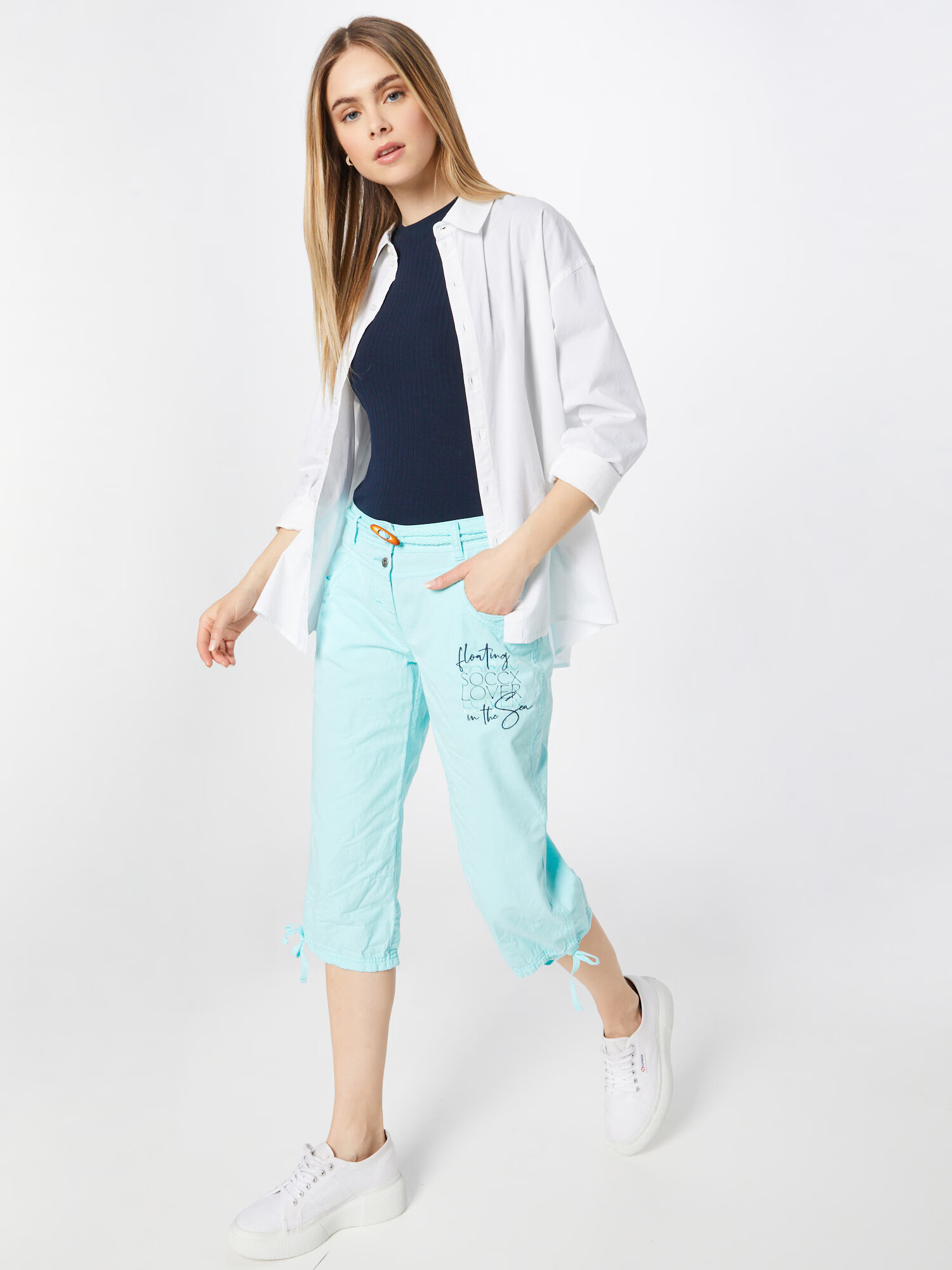 Soccx Pantaloni bleumarin / albastru aqua / maro / alb - Pled.ro