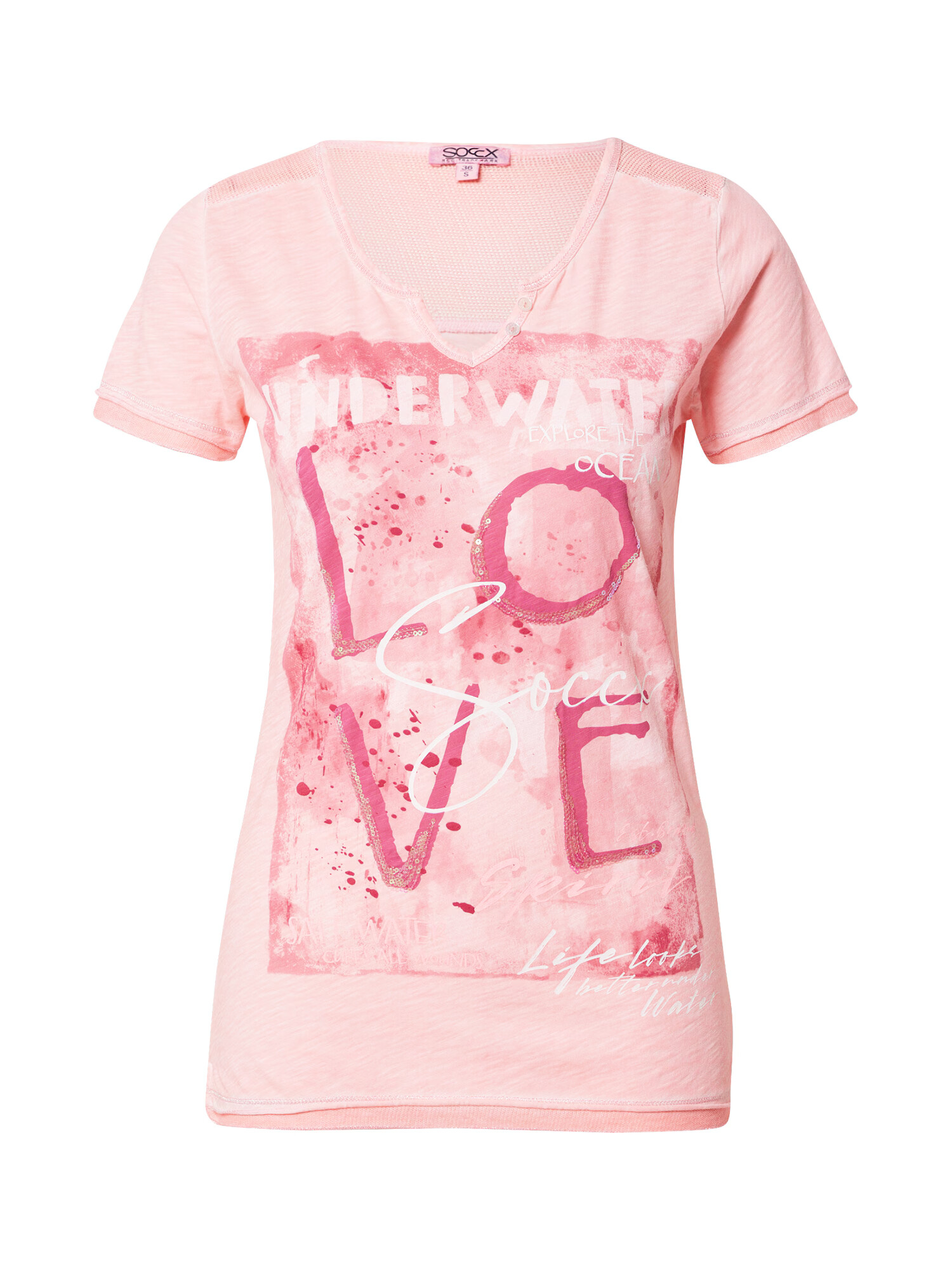 Soccx Tricou roz / roz / rosé / alb - Pled.ro