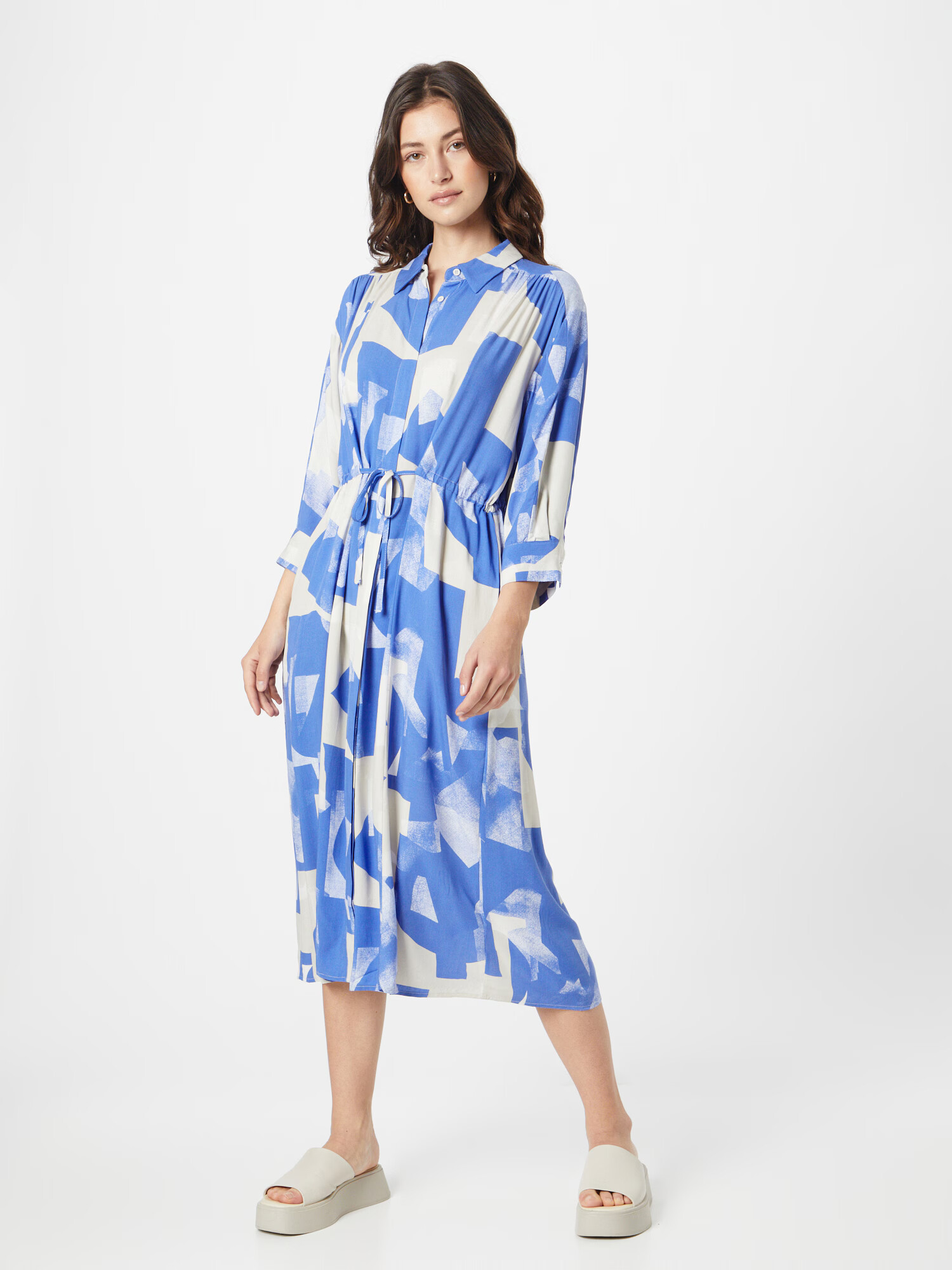 Soft Rebels Rochie tip bluză 'Phoebe' albastru fumuriu / alb - Pled.ro